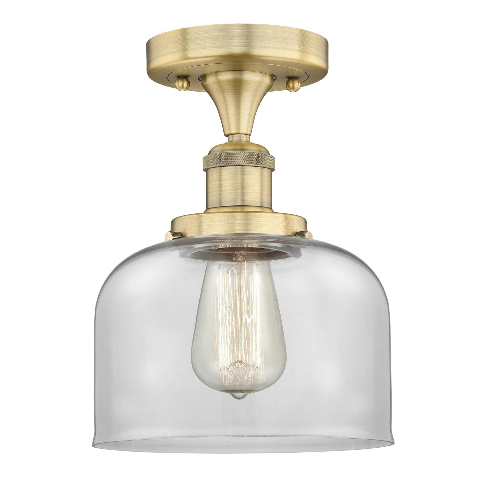 Shown in Brushed Brass finish and Clear glass