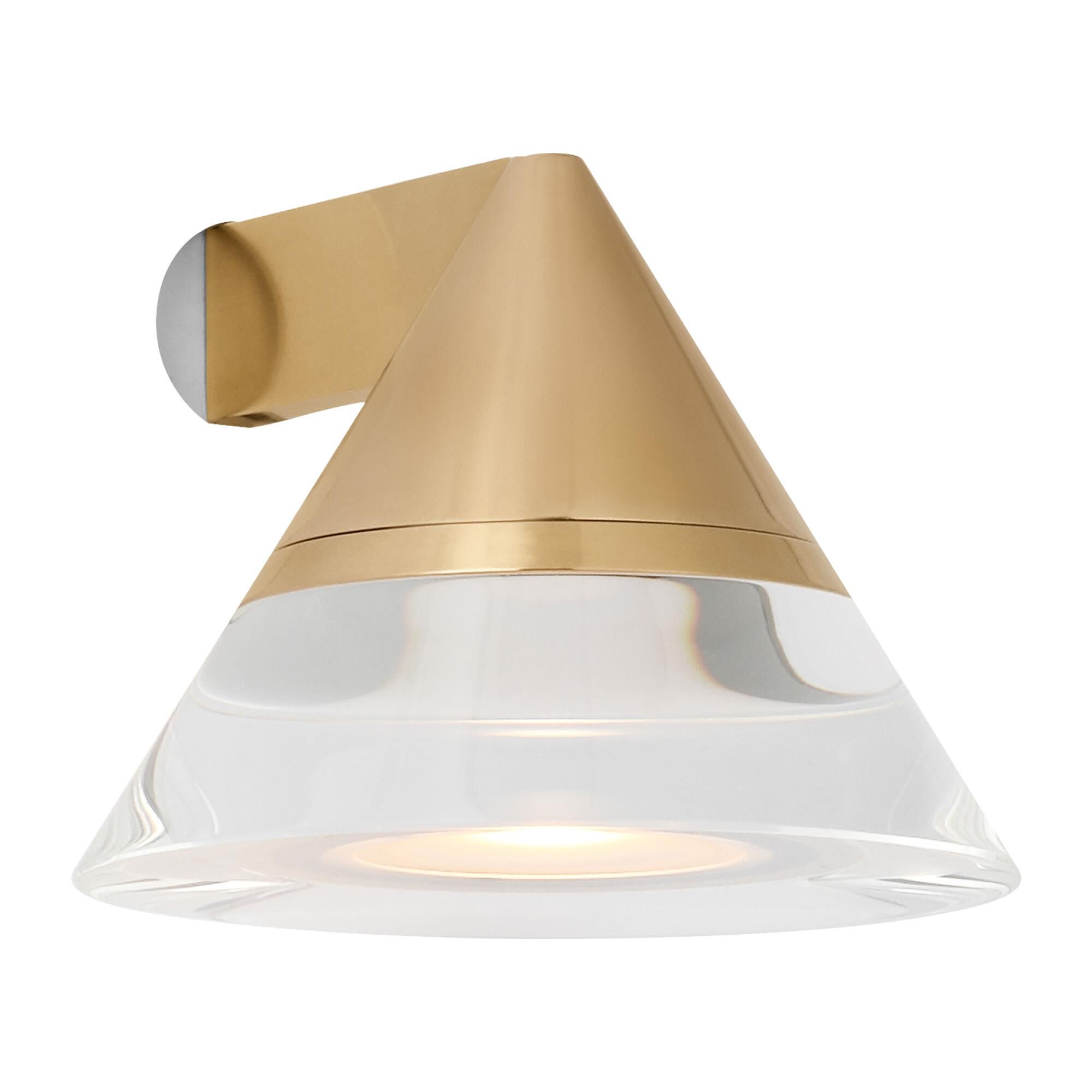 Shown in Hand-Rubbed Antique Brass finish and Crystal glass