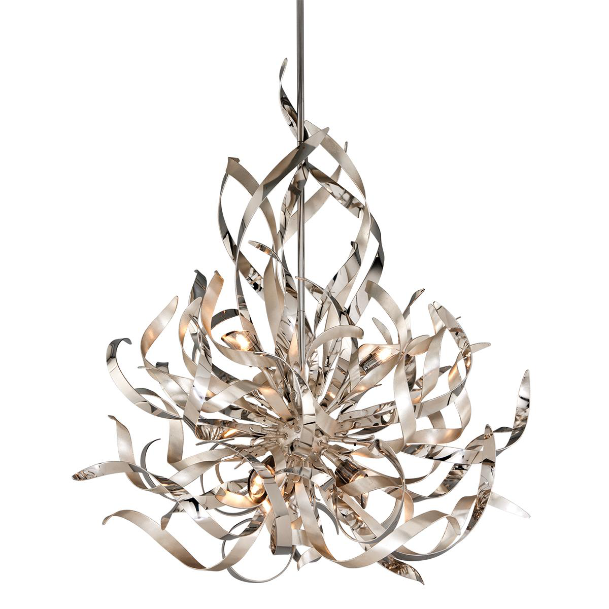 Shown in Silver Leaf With Polished Stainless finish and Smoked glass and Crystal shade