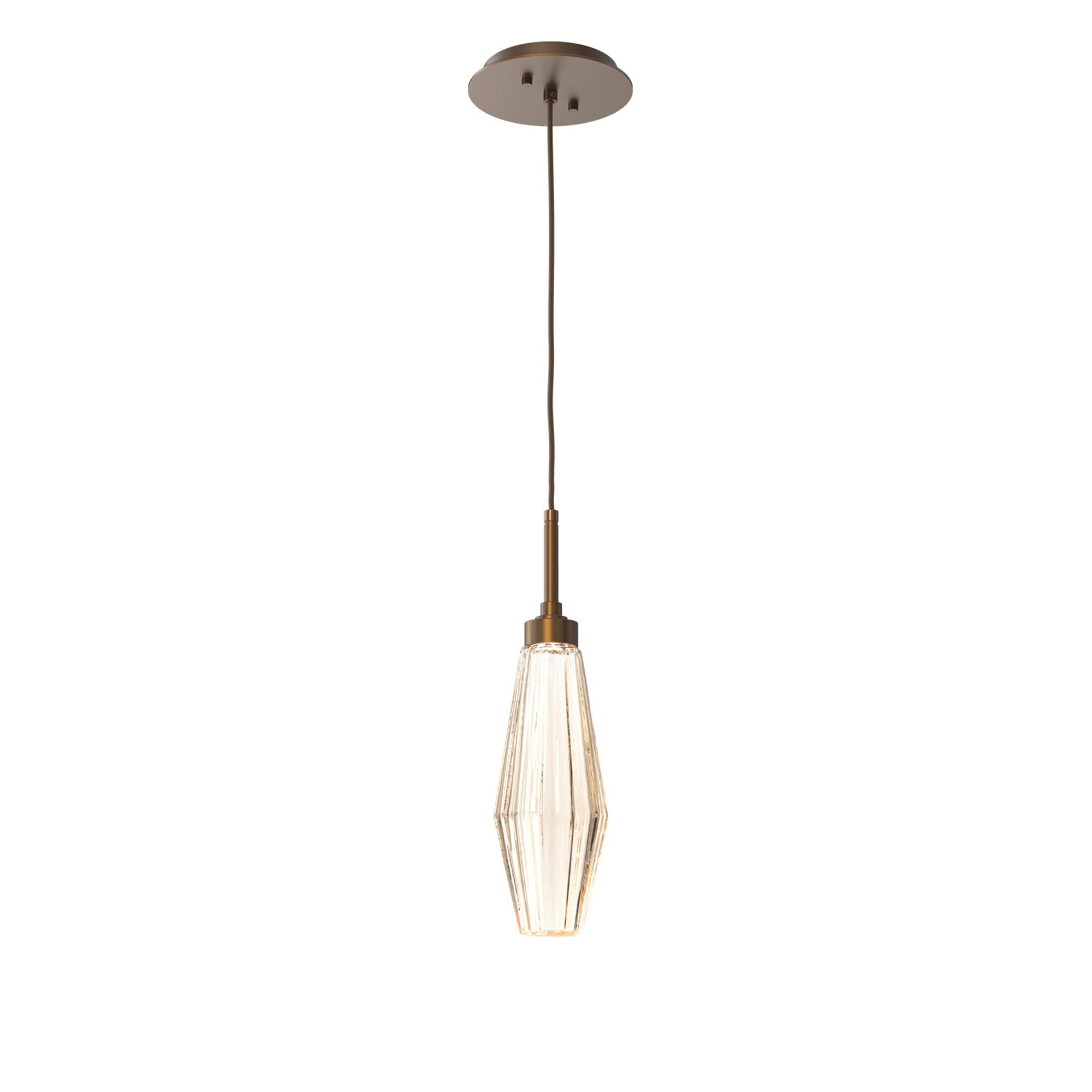 Shown in Flat Bronze finish and Optic Rib Amber glass