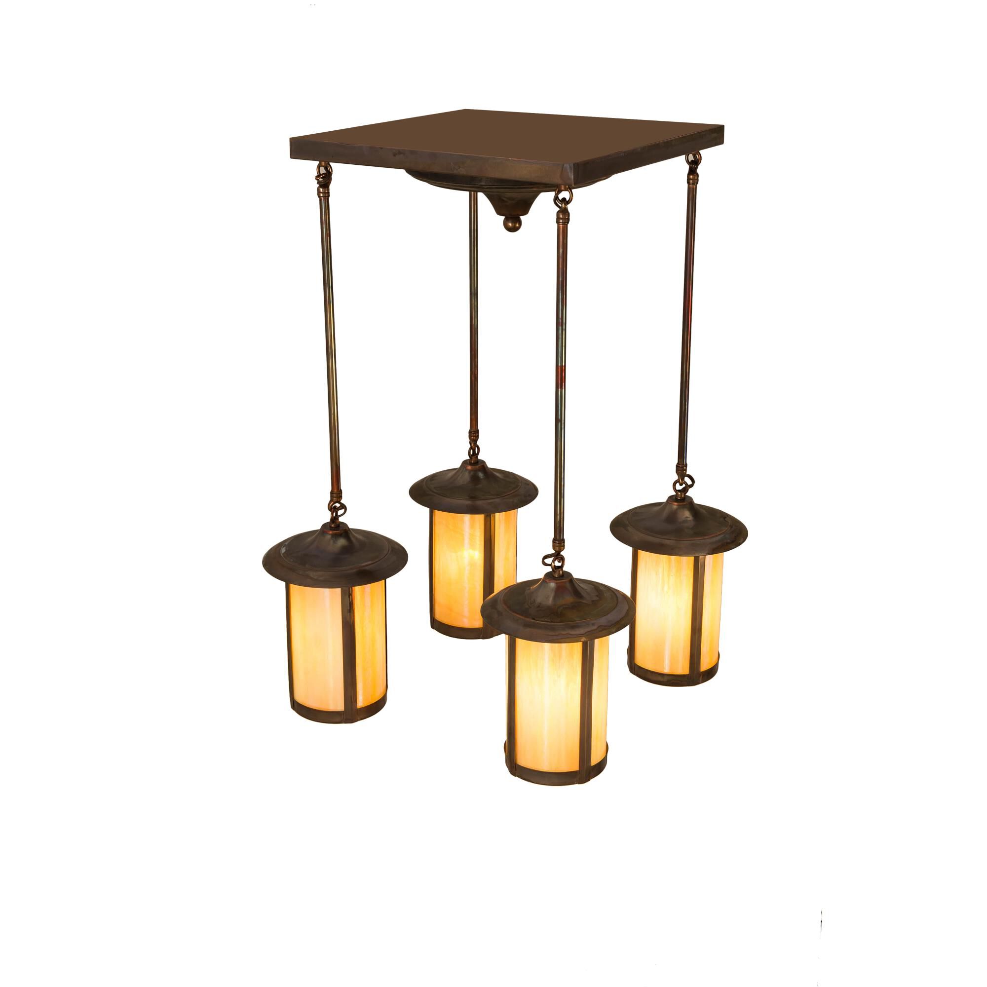 Shown in Vintage Copper Finish finish and Beige;Iridescent glass