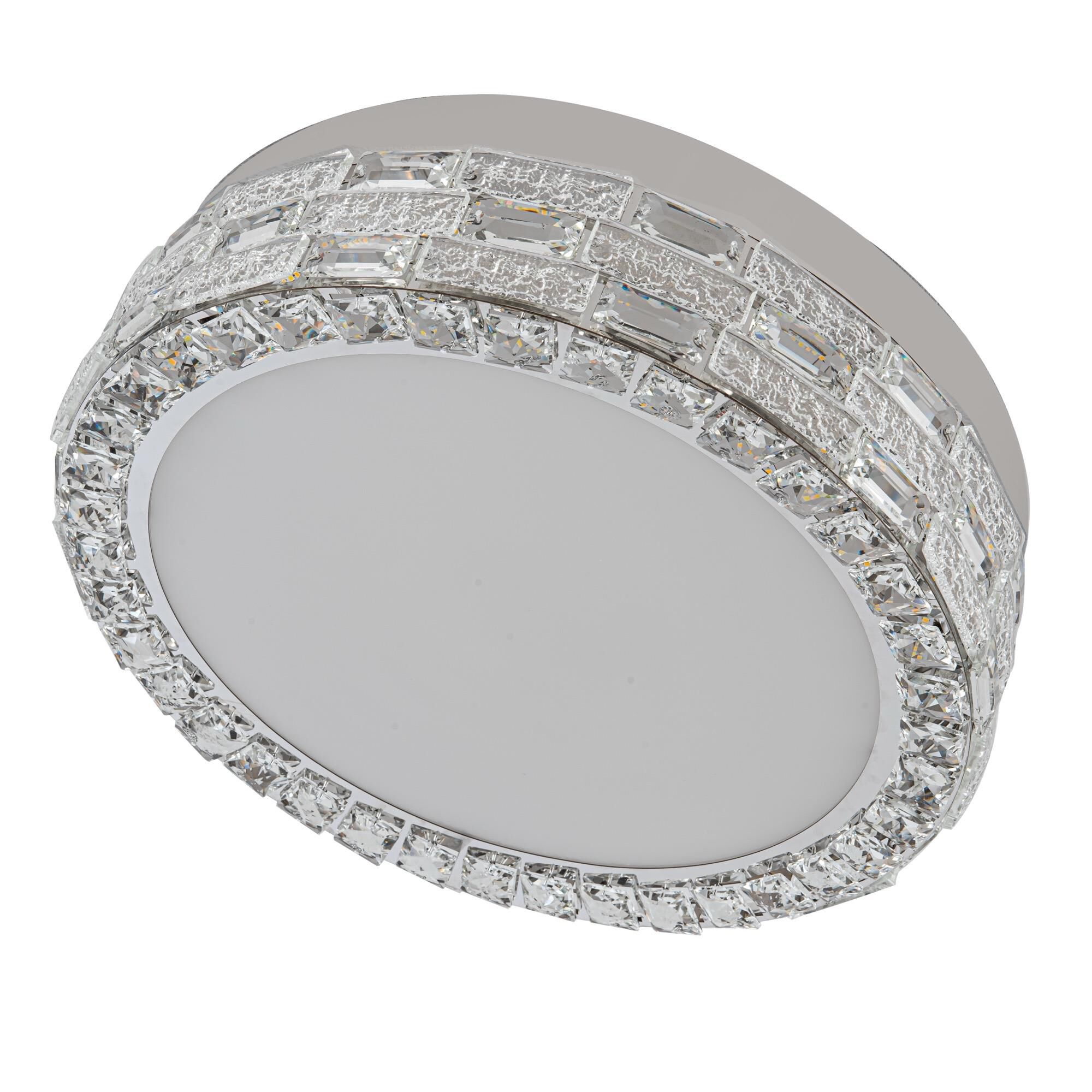Shown in Chrome finish and Crystal glass