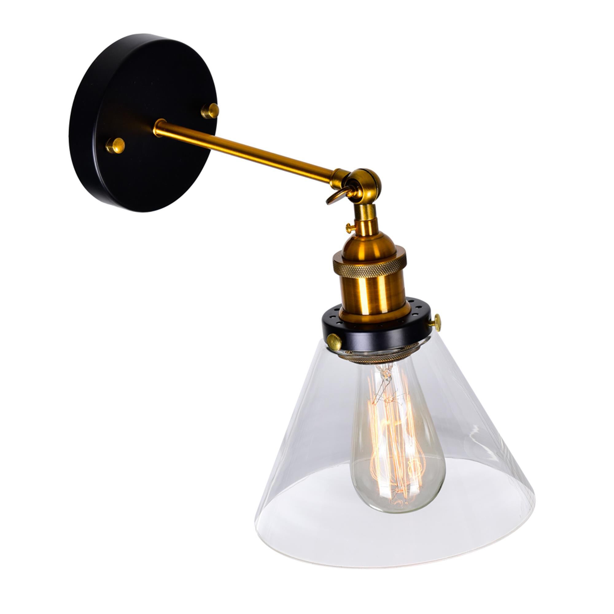 Shown in Black & Gold Brass finish and Clear shade