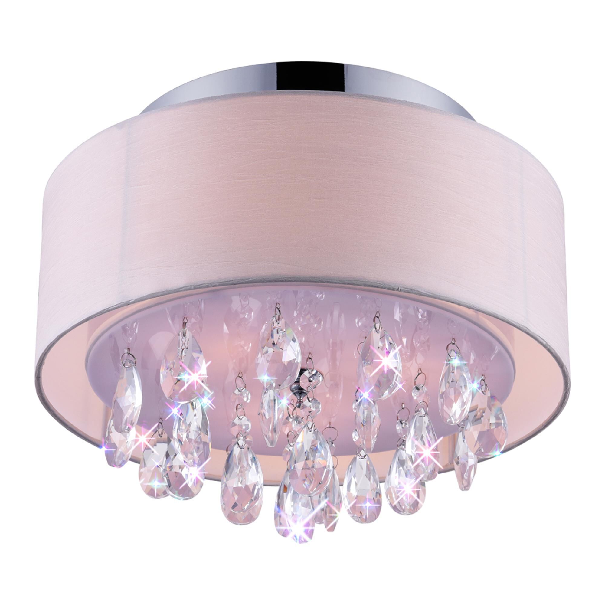 Shown in Chrome finish and K9 Clear crystal and Off White shade