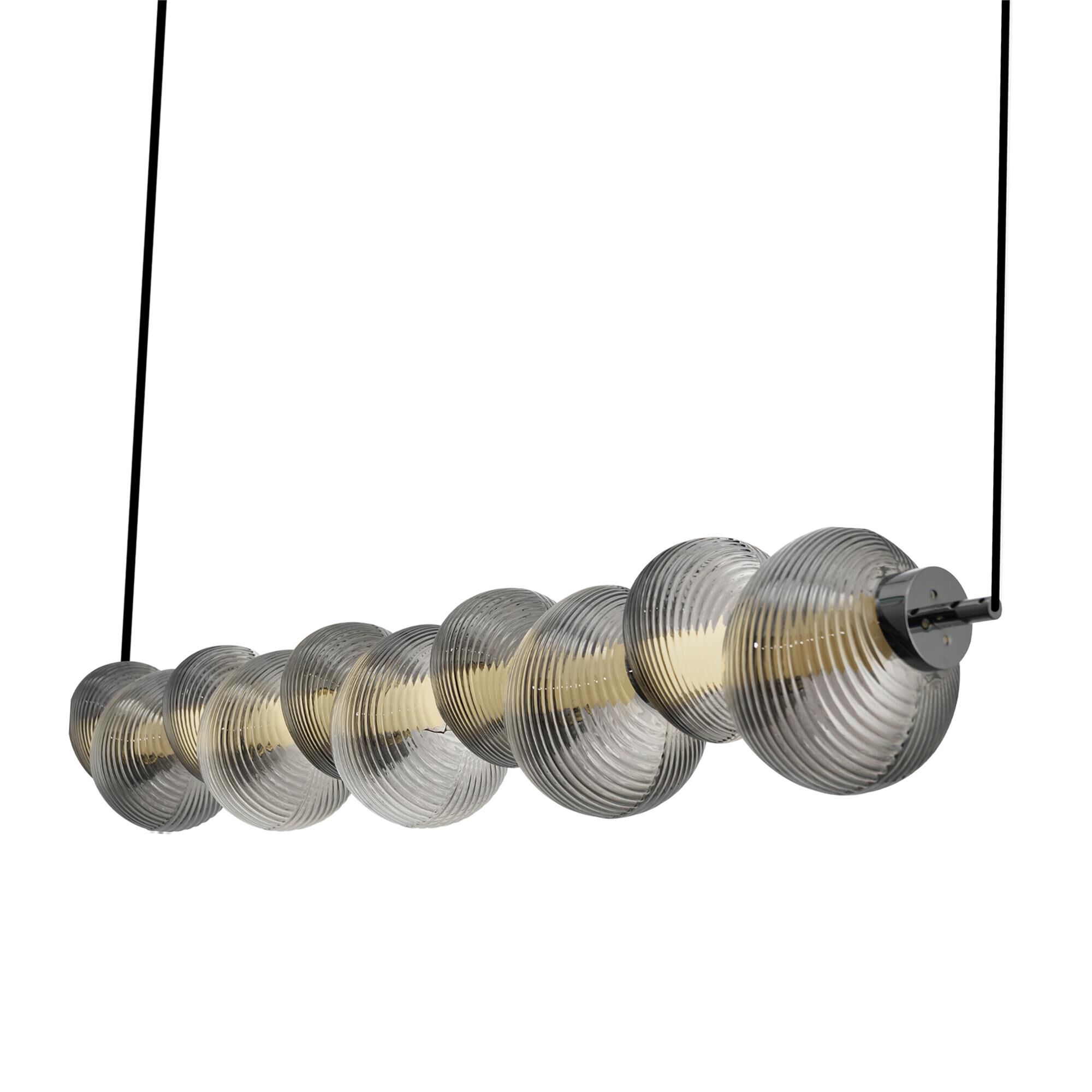 Shown in Chrome finish and Ribbed Smoke Ombre glass