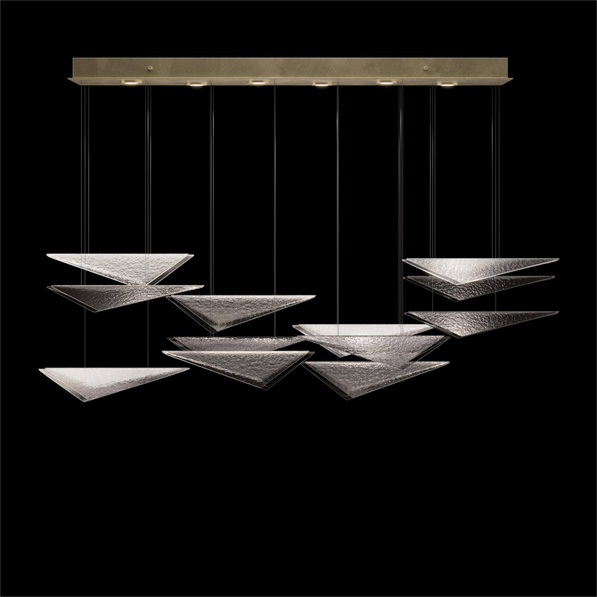 Shown in Gold finish and Smoke Hammered glass