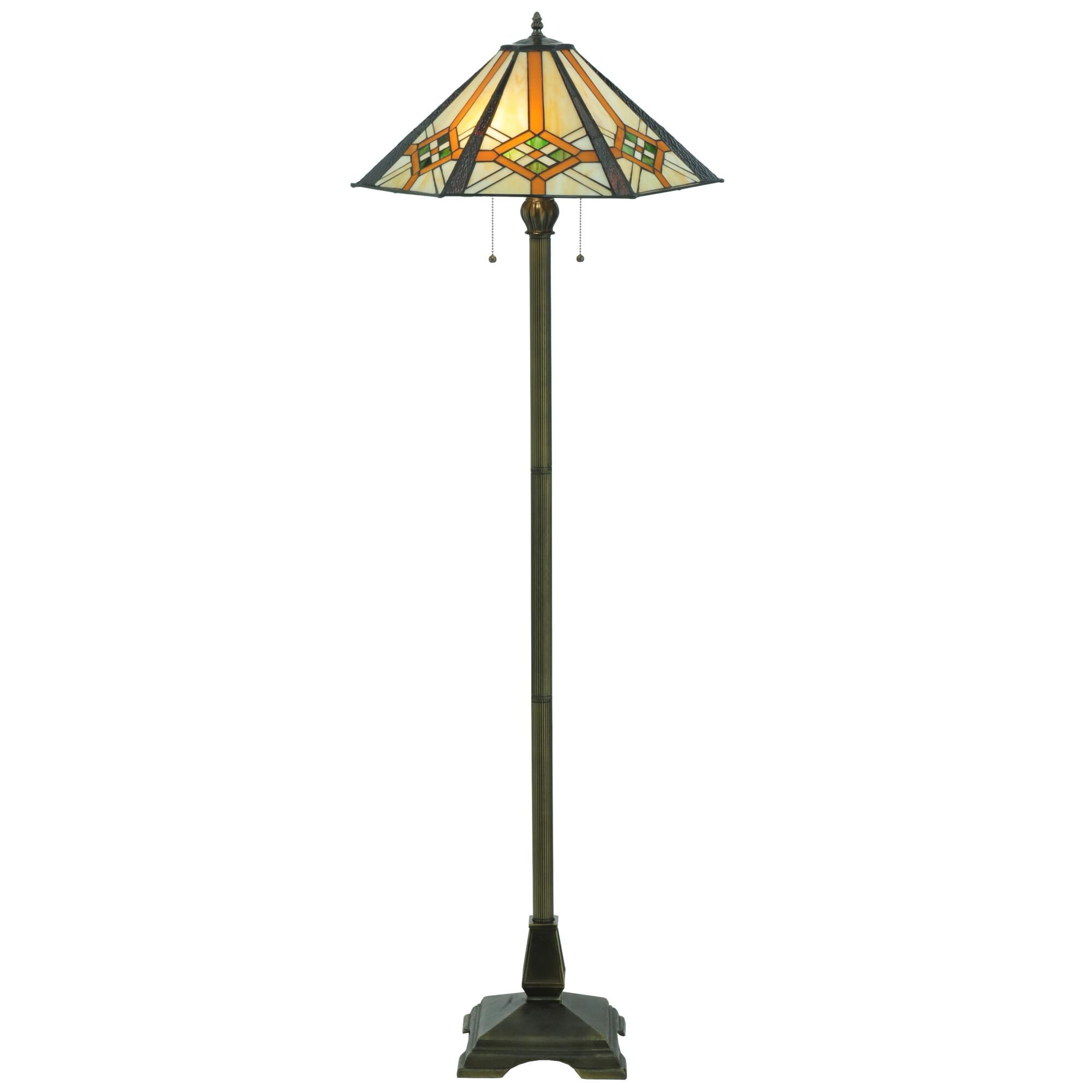 Shown in Antique Finish finish and Root Beer-Bone Beige-Moss Green glass