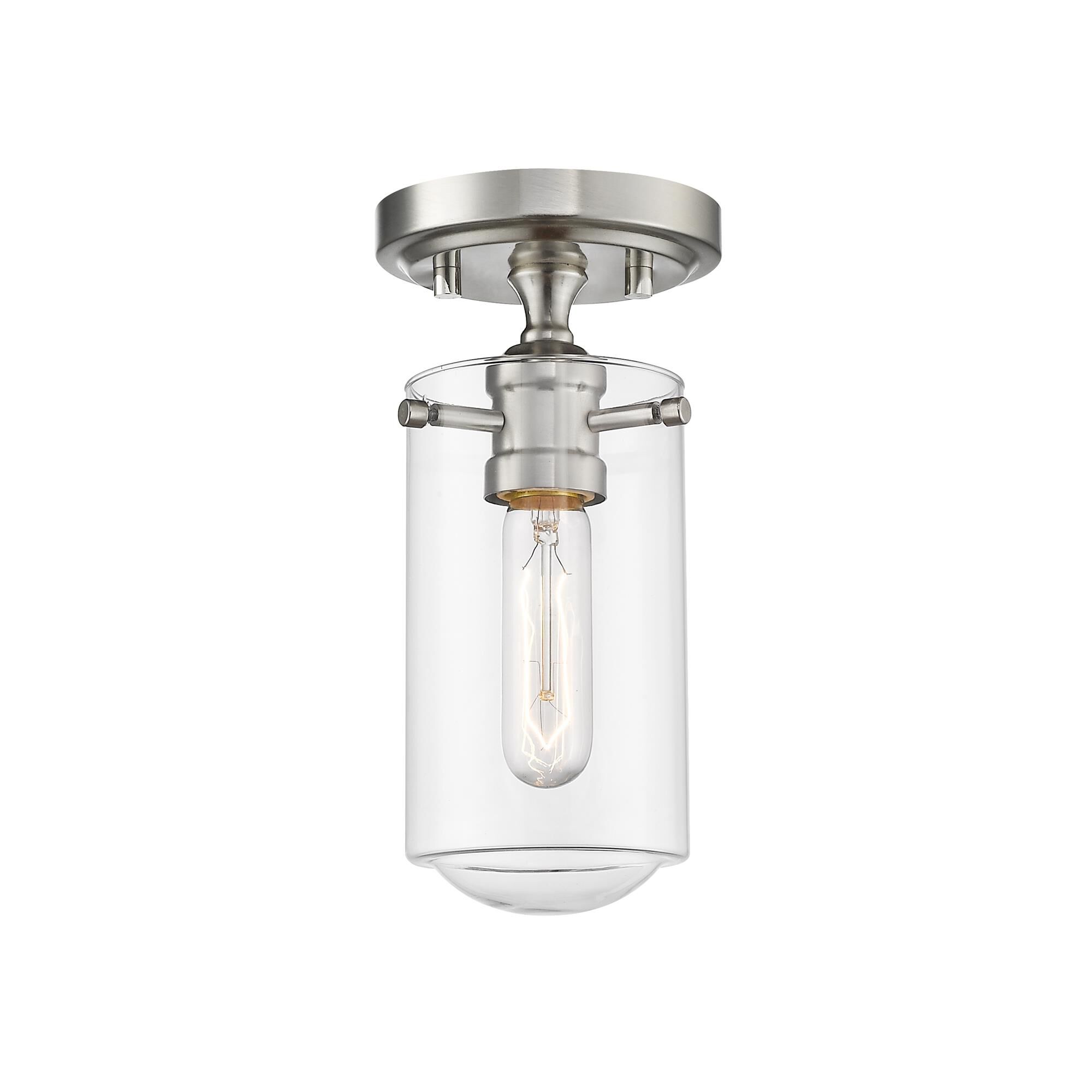 Shown in Brushed Nickel finish and Glass shade