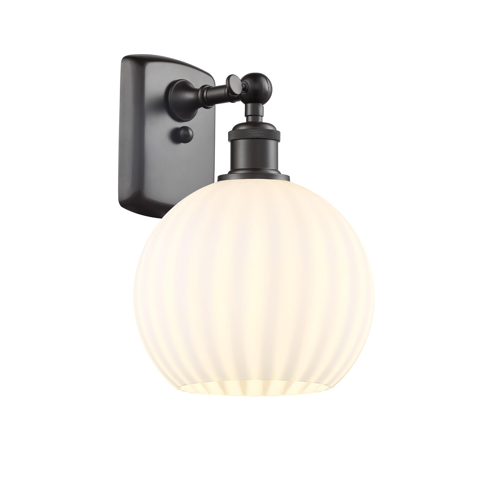Shown in Oil Rubbed Bronze finish and White Venetian glass