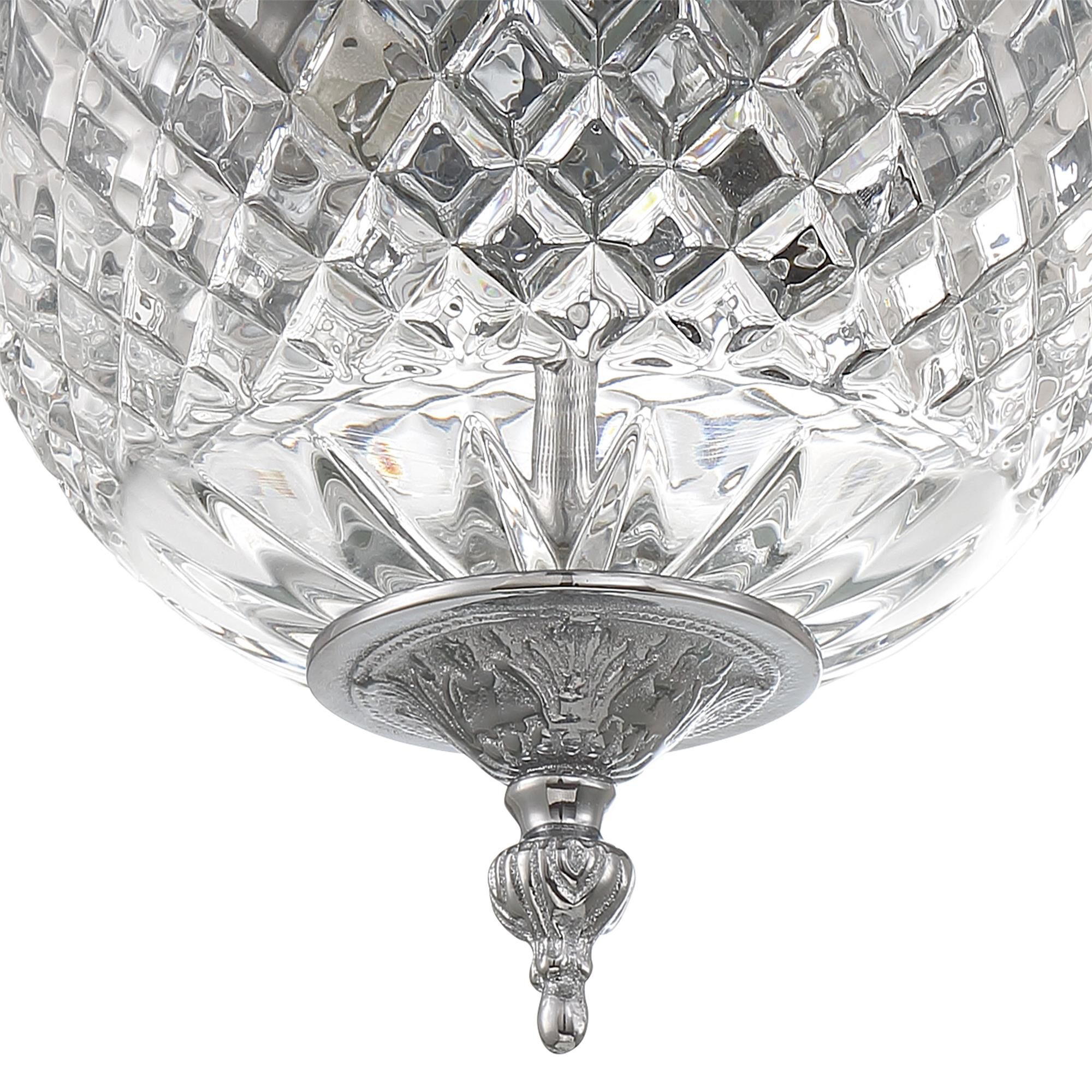 Shown in Polished Chrome finish and Lead Crystal glass and Lead Crystal shade