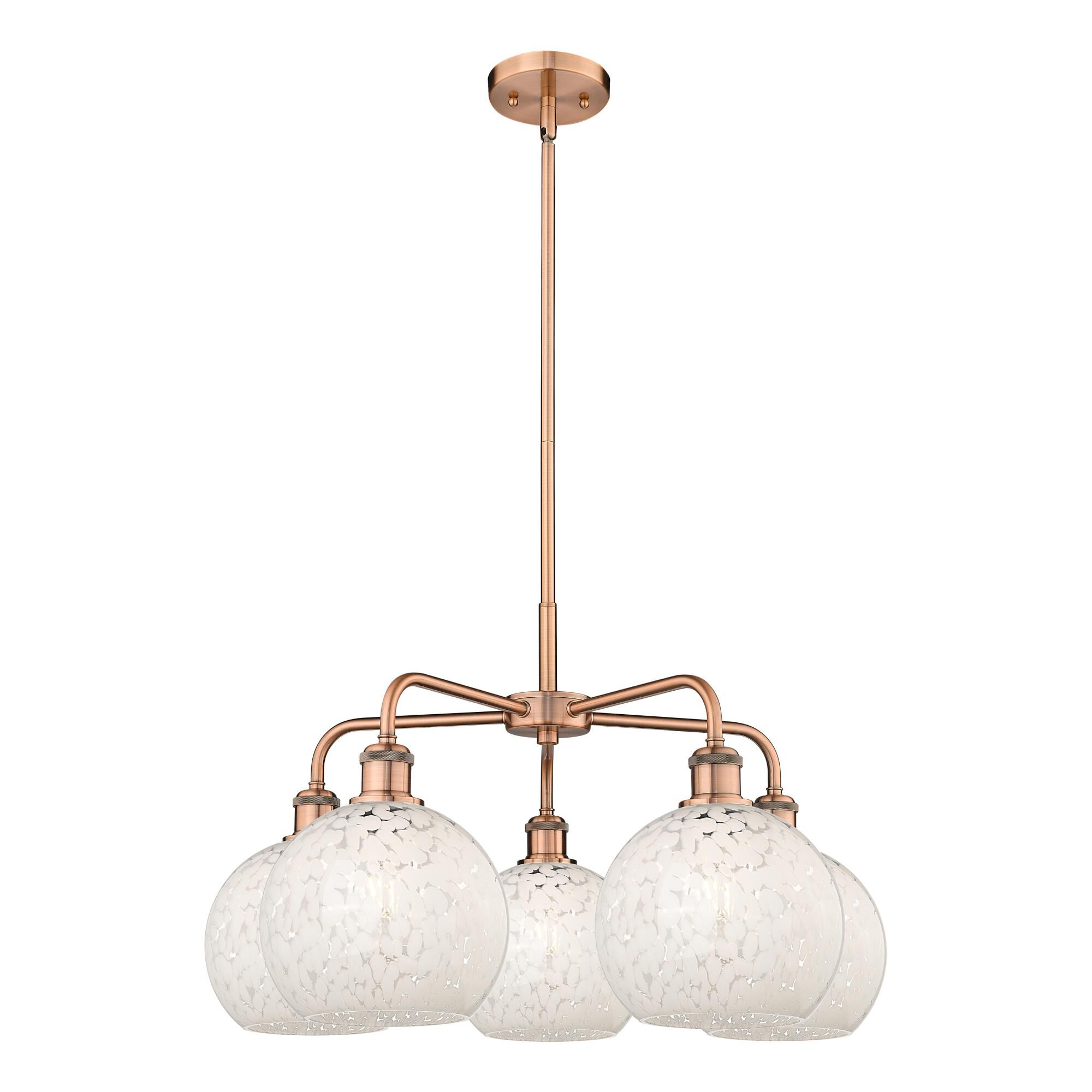 Shown in Antique Copper finish and White Mouchette glass