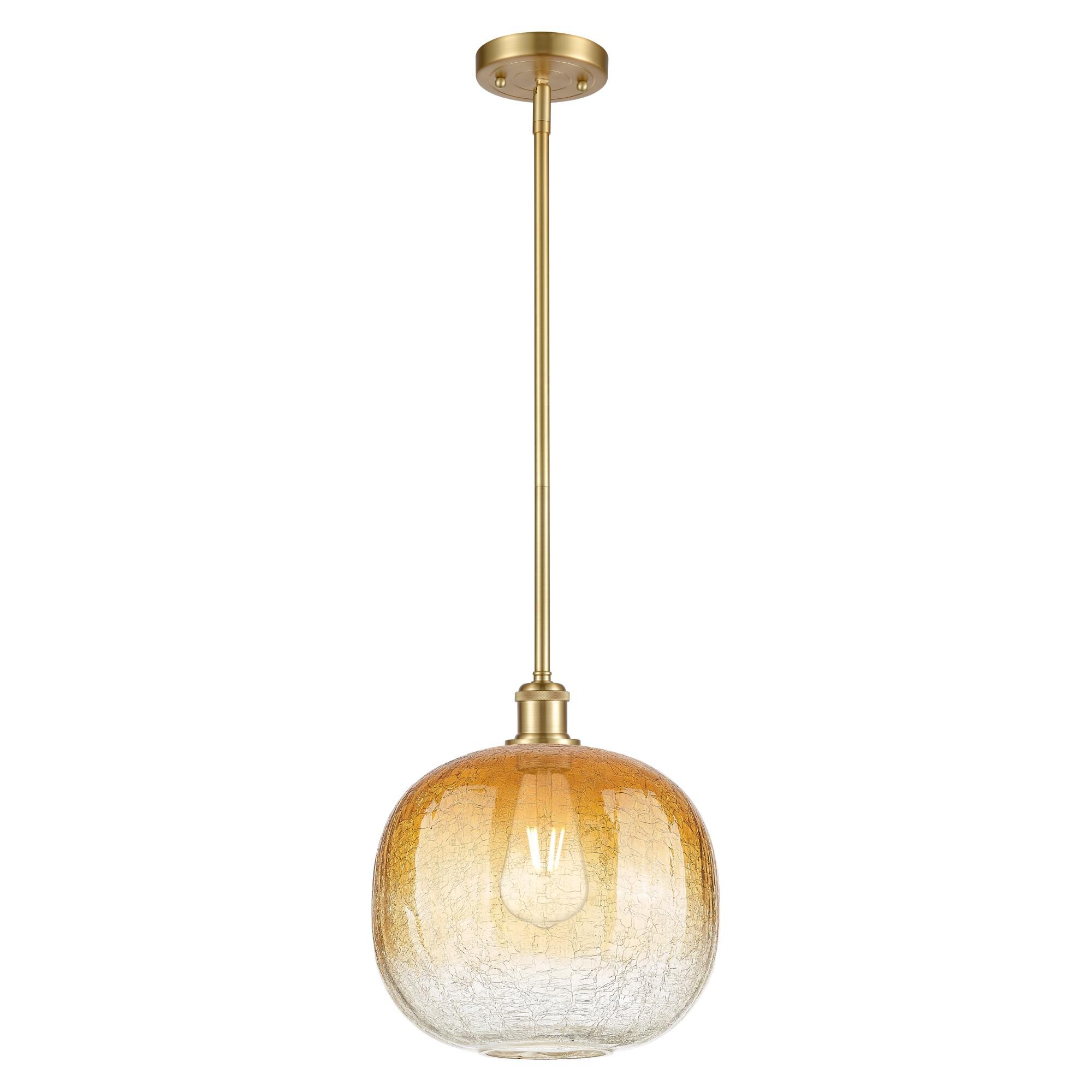 Shown in Satin Gold finish and Amber glass