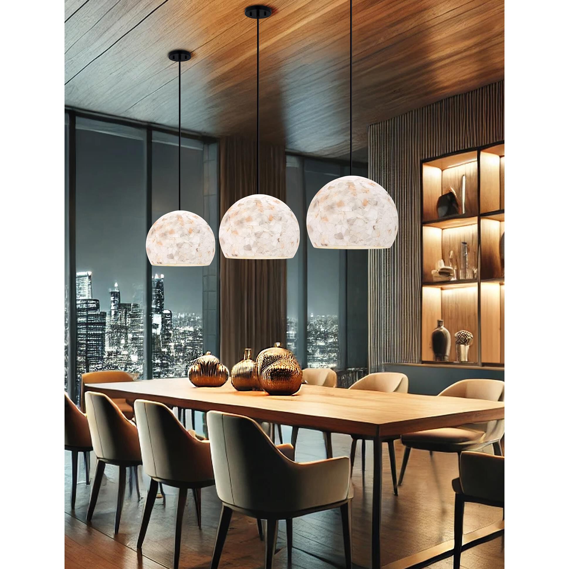 Alabaster Rocks! - Globe 13 Inch Large Pendant by Justice Design Group