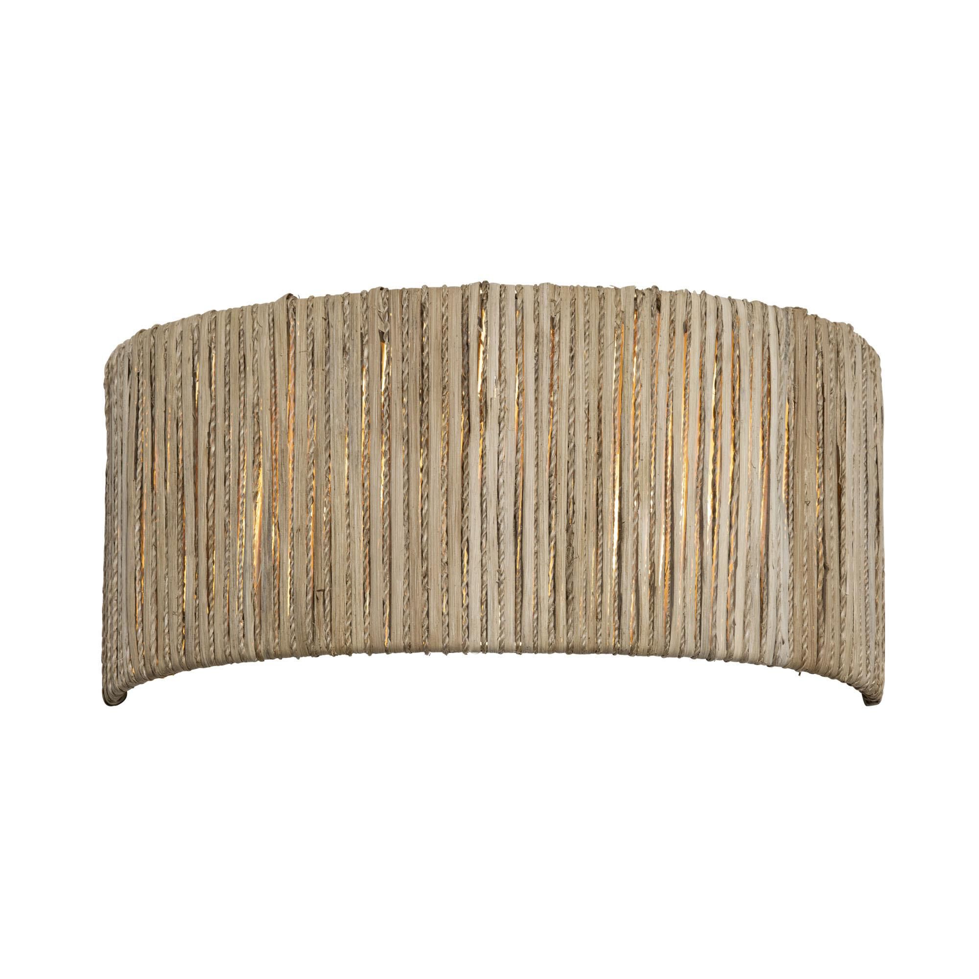 Shown in French Gold finish and Natural Rattan And Abaca Rope shade