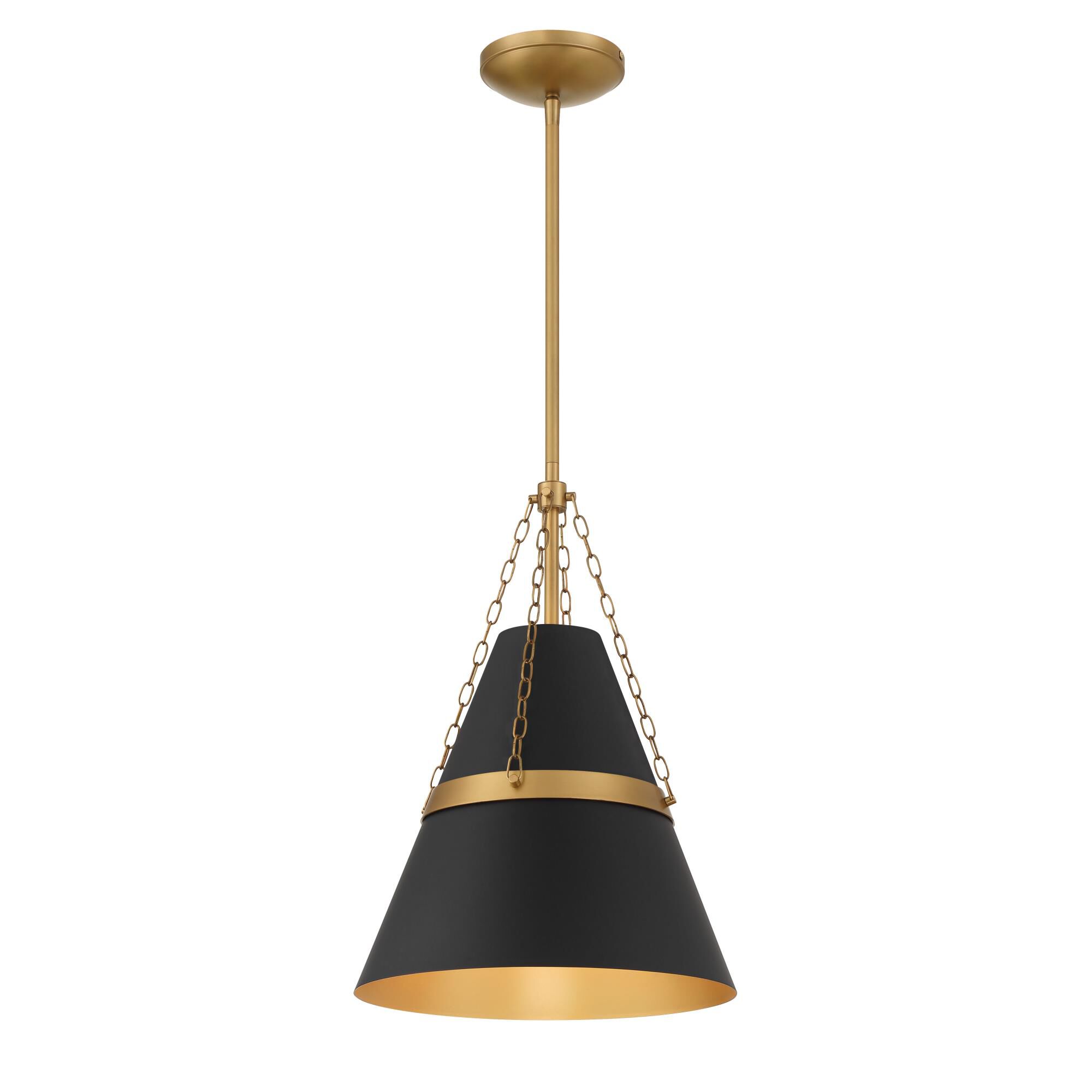 Shown in Legacy Brass & Dark Matte Blac finish and Dark Matte Black glass and Steel shade