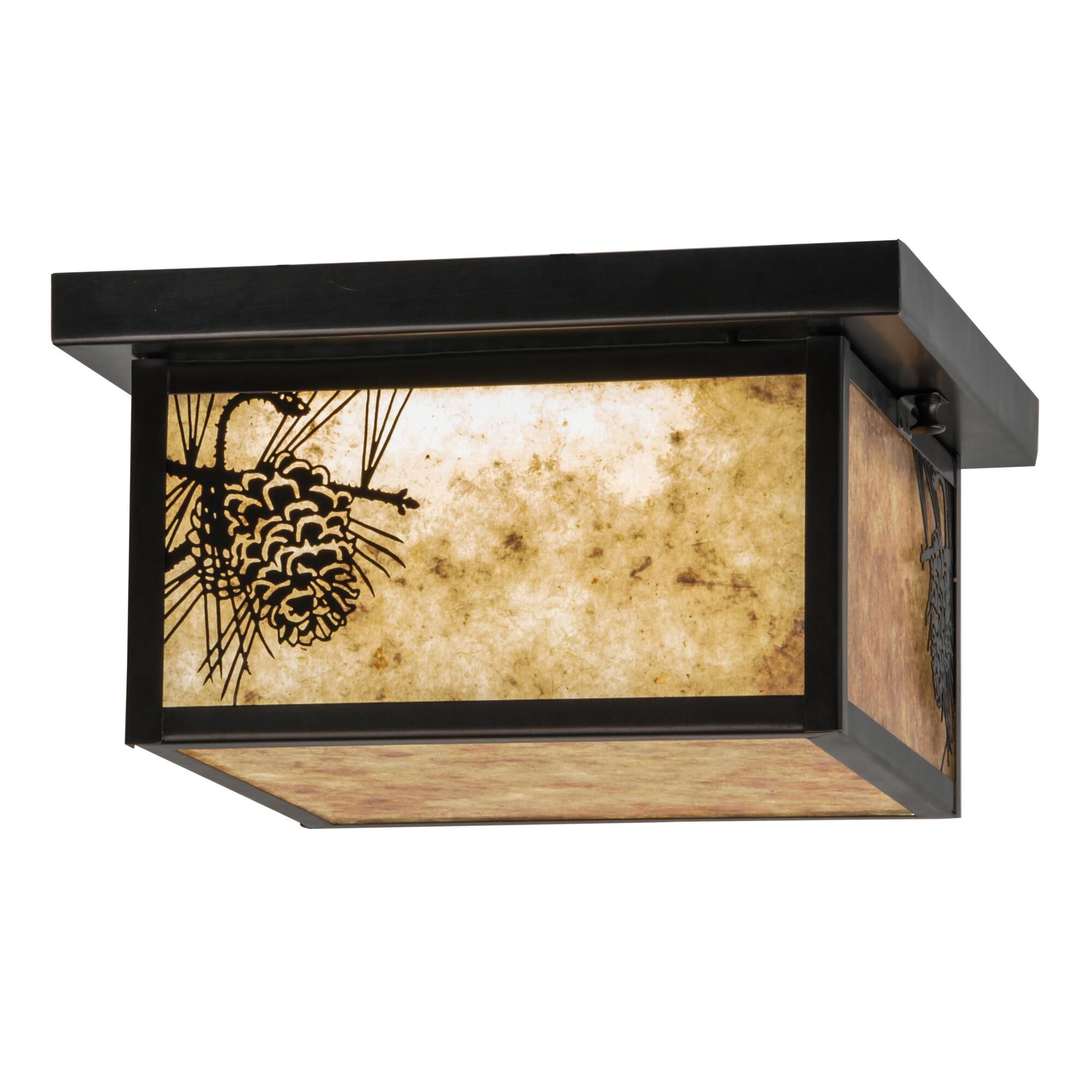 Shown in Craftsman Brown finish and Silver Mica glass