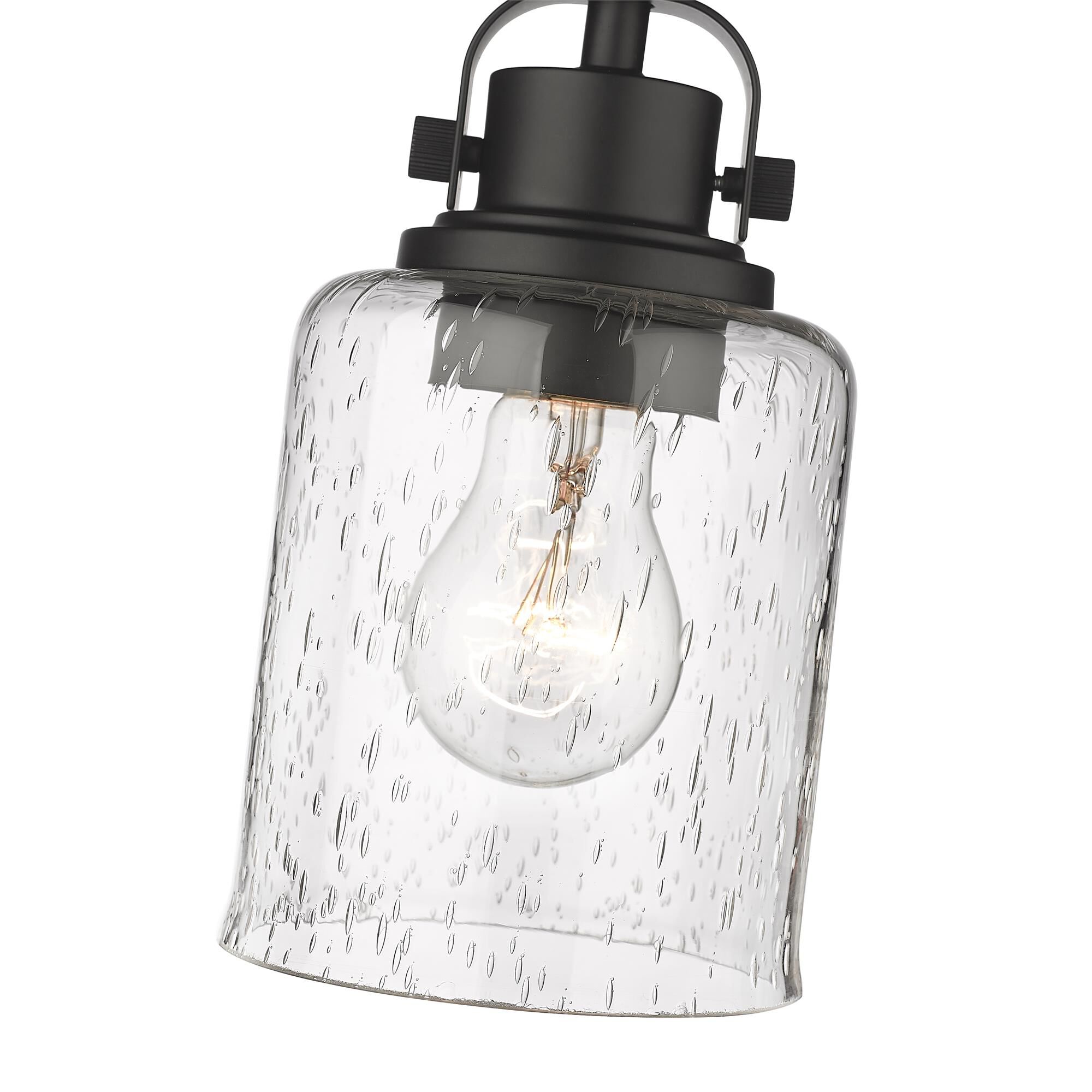 Shown in Matte Black finish and Glass shade