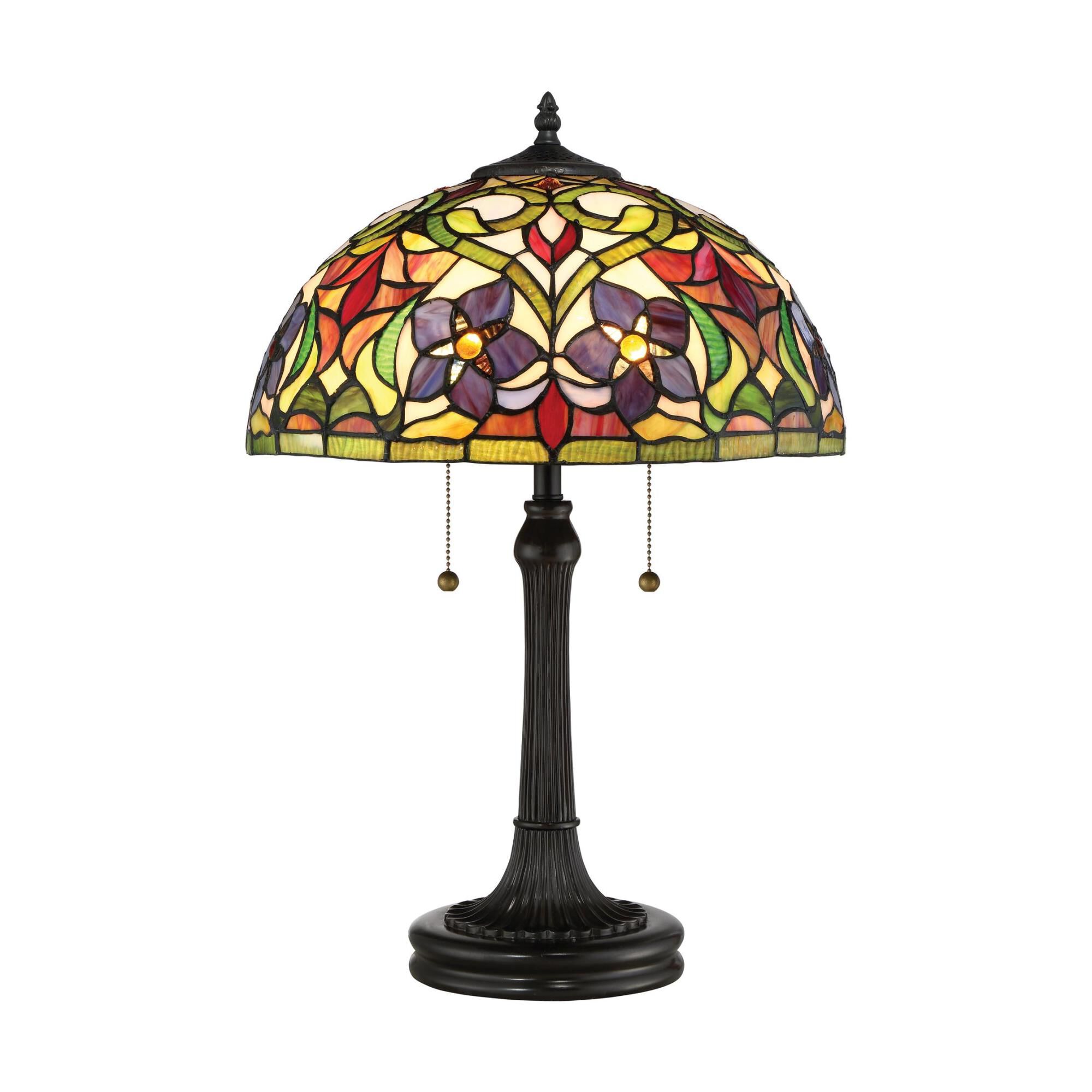 Shown in Vintage Bronze finish and Tiffany glass