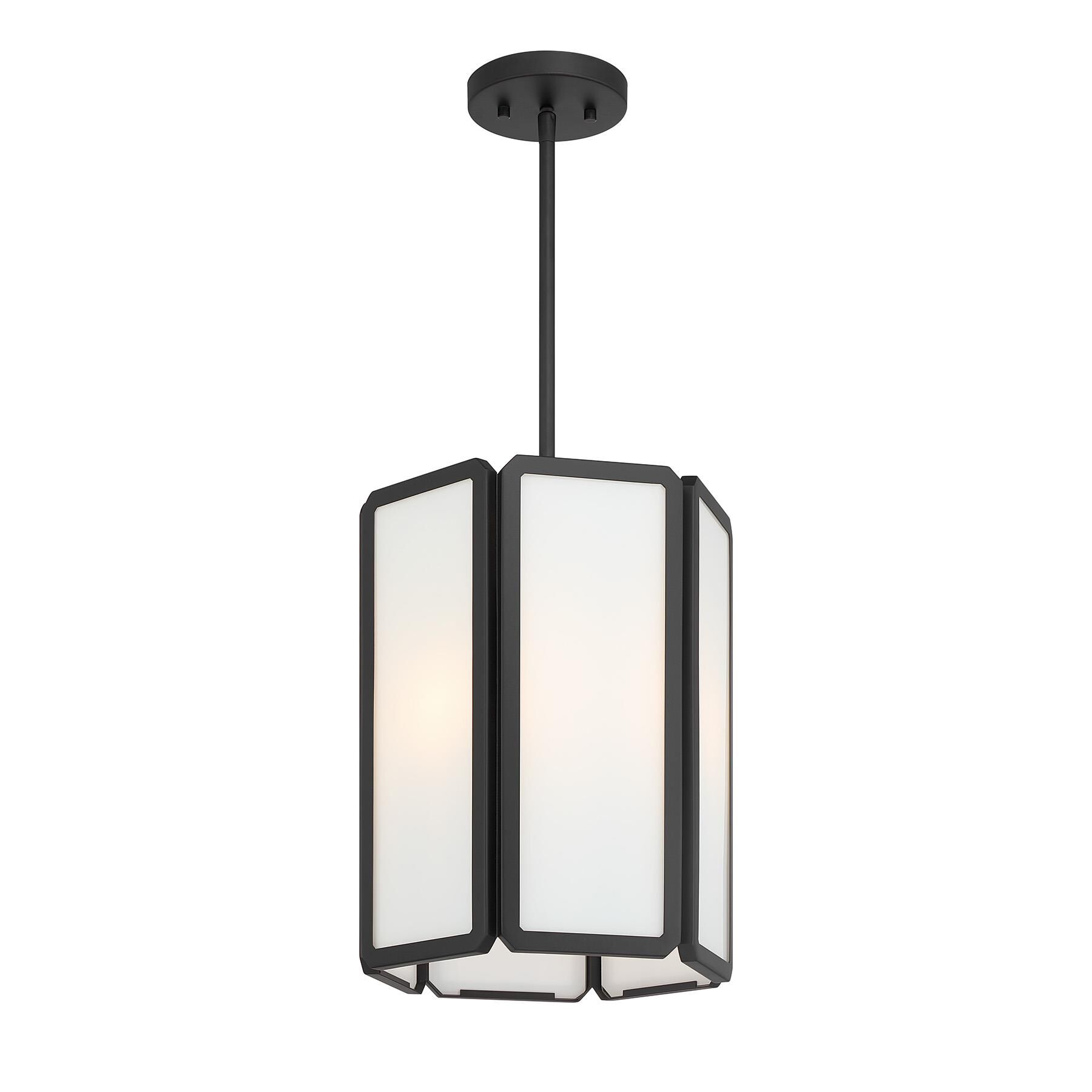 Shown in Matte Black finish and White Opal glass