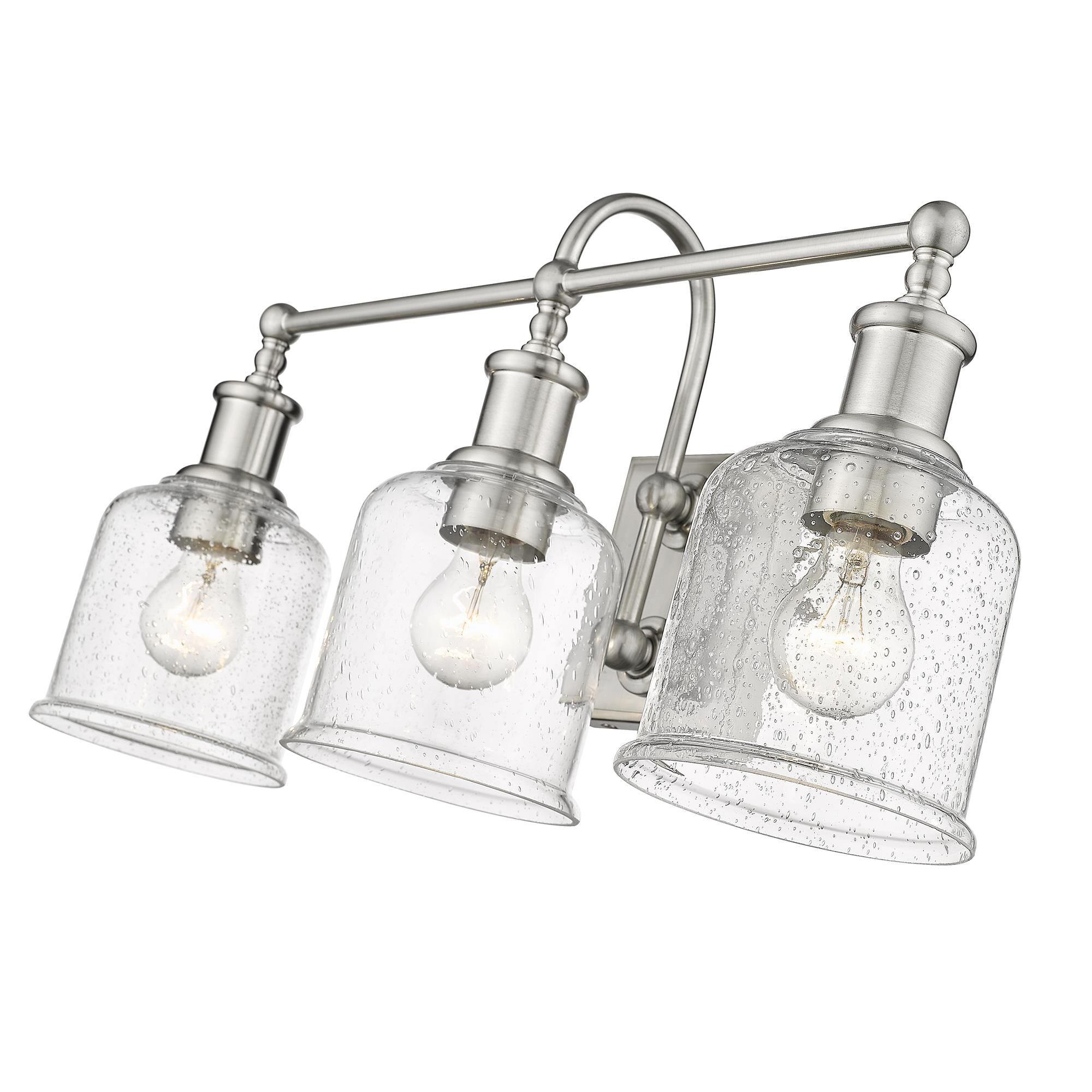 Shown in Brushed Nickel finish and Glass shade
