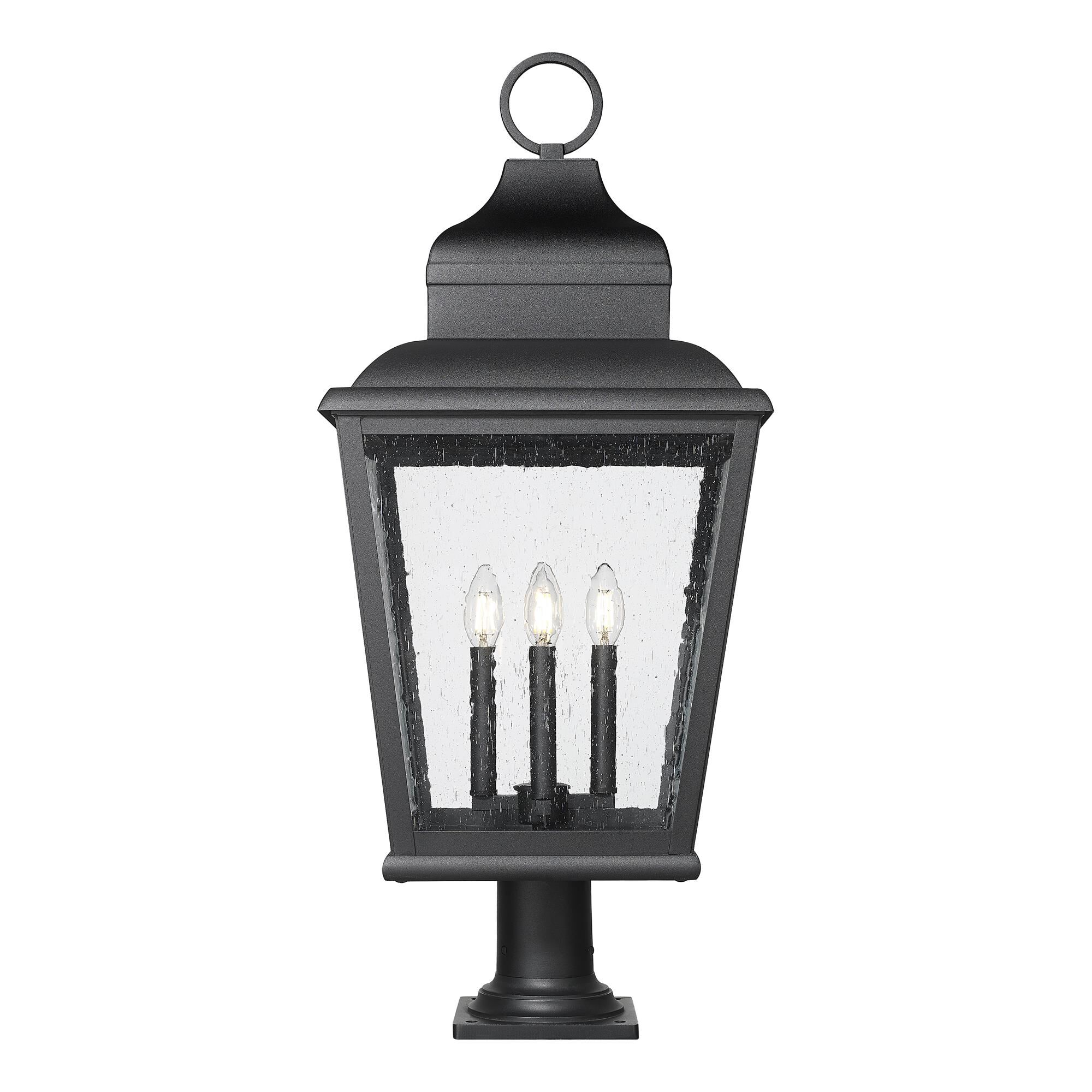 Shown in Sand Black finish and Clear Seedy glass