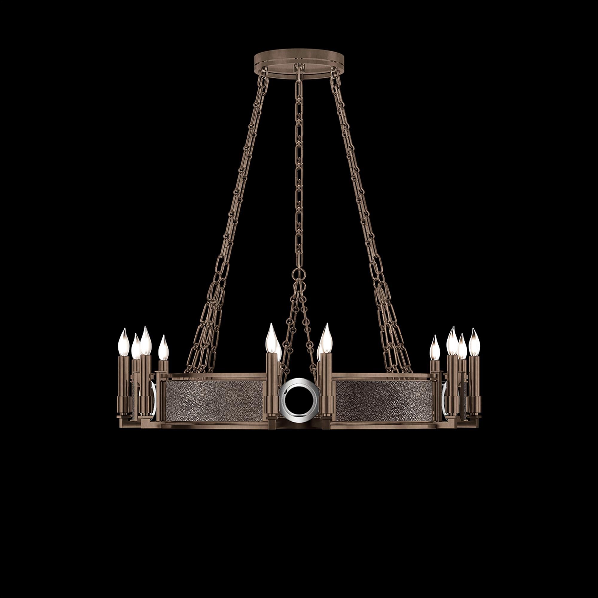 Shown in Bronze and Nickel  finish and Pebble accent