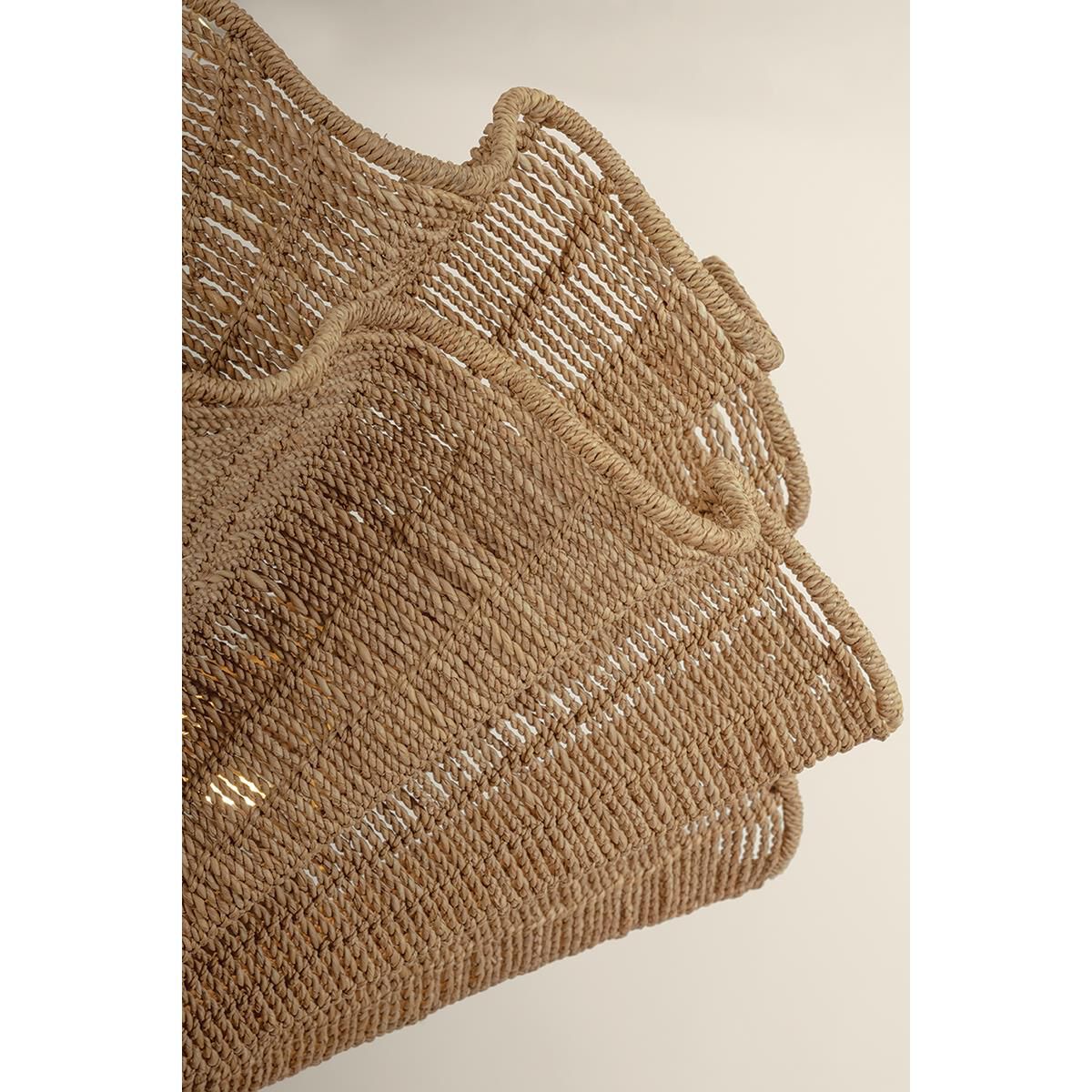 Shown in Vintage Gold Leaf finish and Abaca Natural Woven shade
