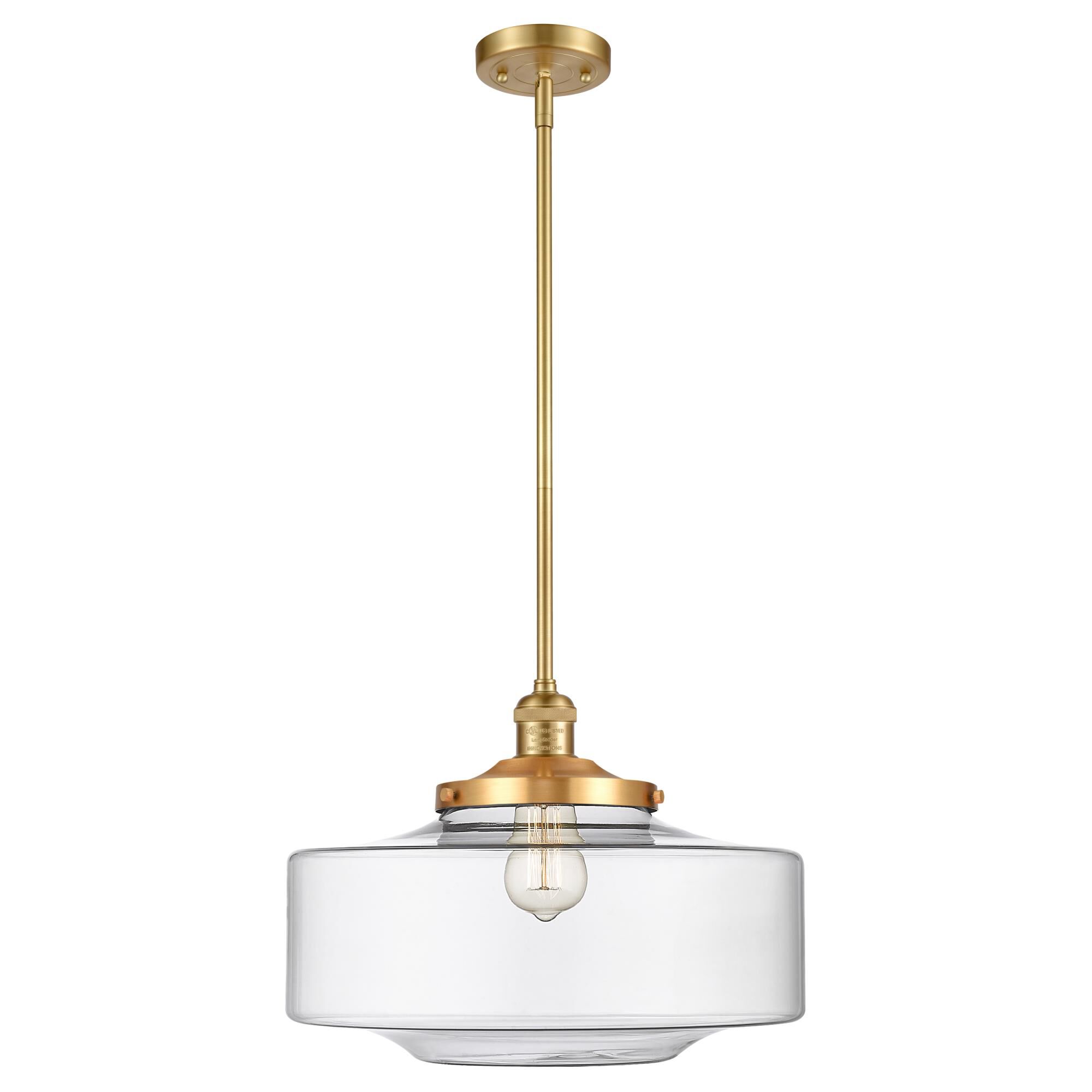 Shown in Satin Gold finish and Clear Large Bridgeton glass