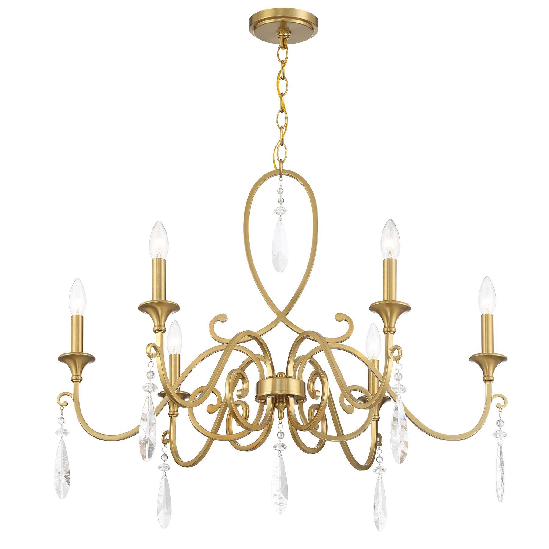 Shown in Warm Brass finish and Faux Rock Drop crystal