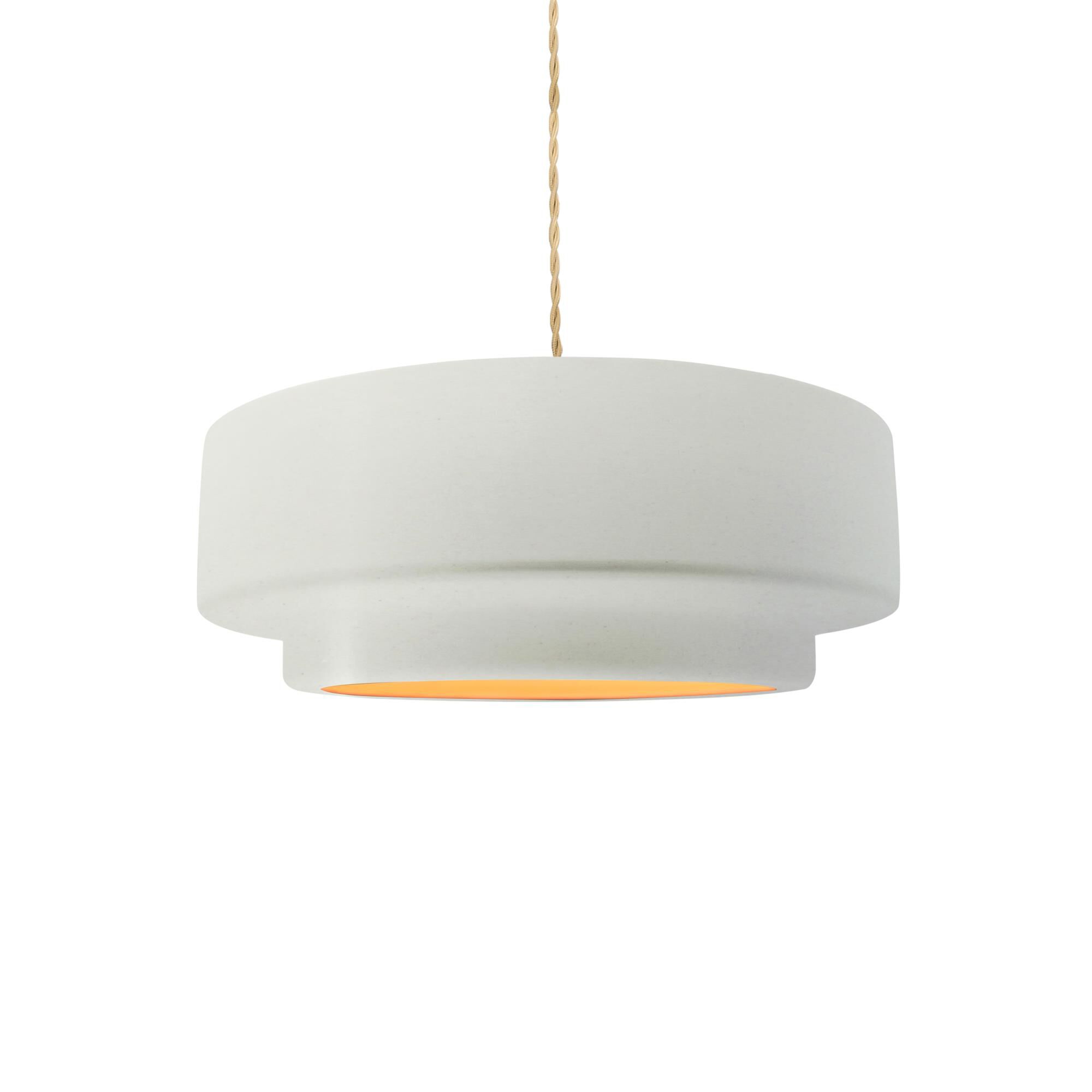 Shown in Brushed Brass finish and Matte White With Champagne Gold Internal Finish shade