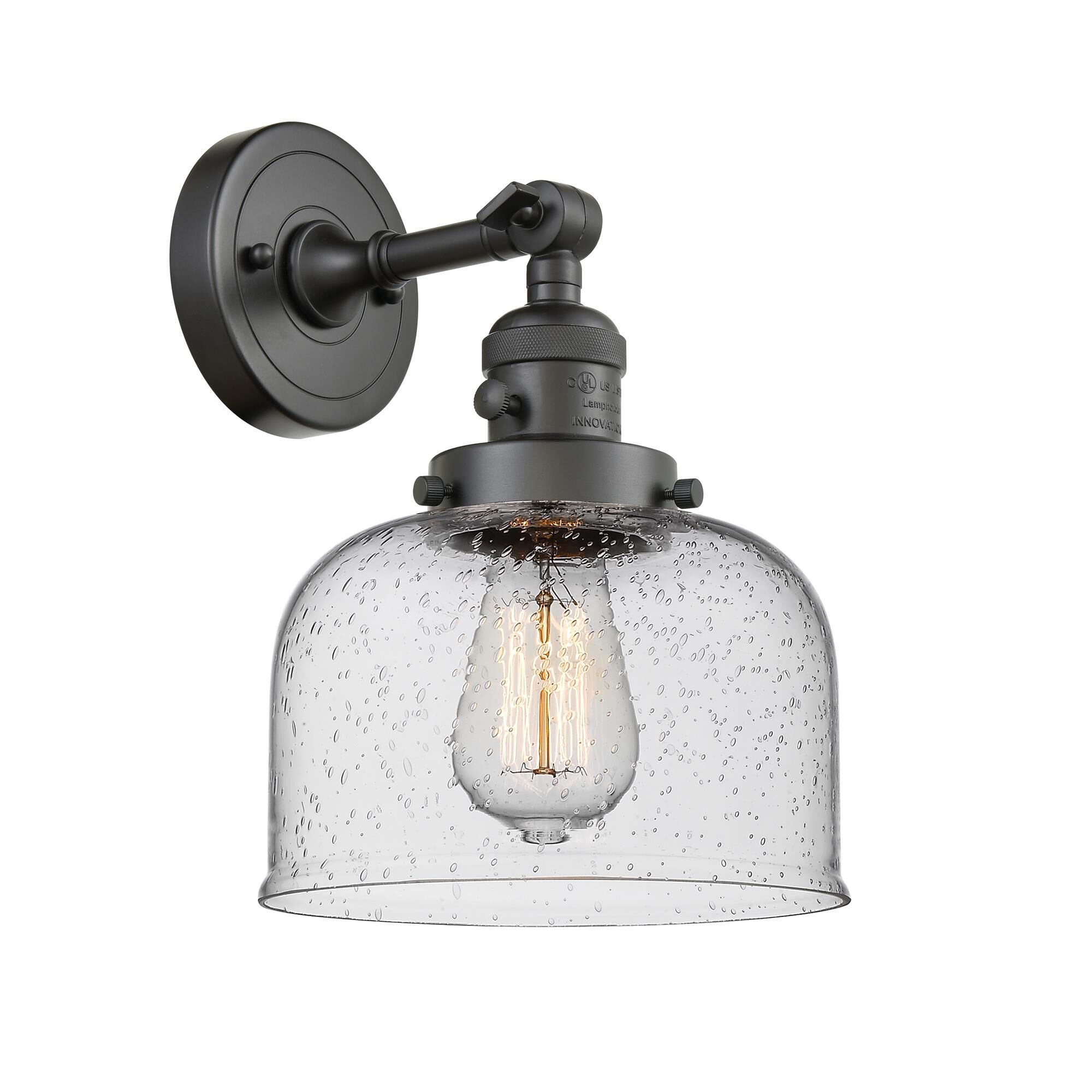 Shown in Oil Rubbed Bronze finish and Seedy glass