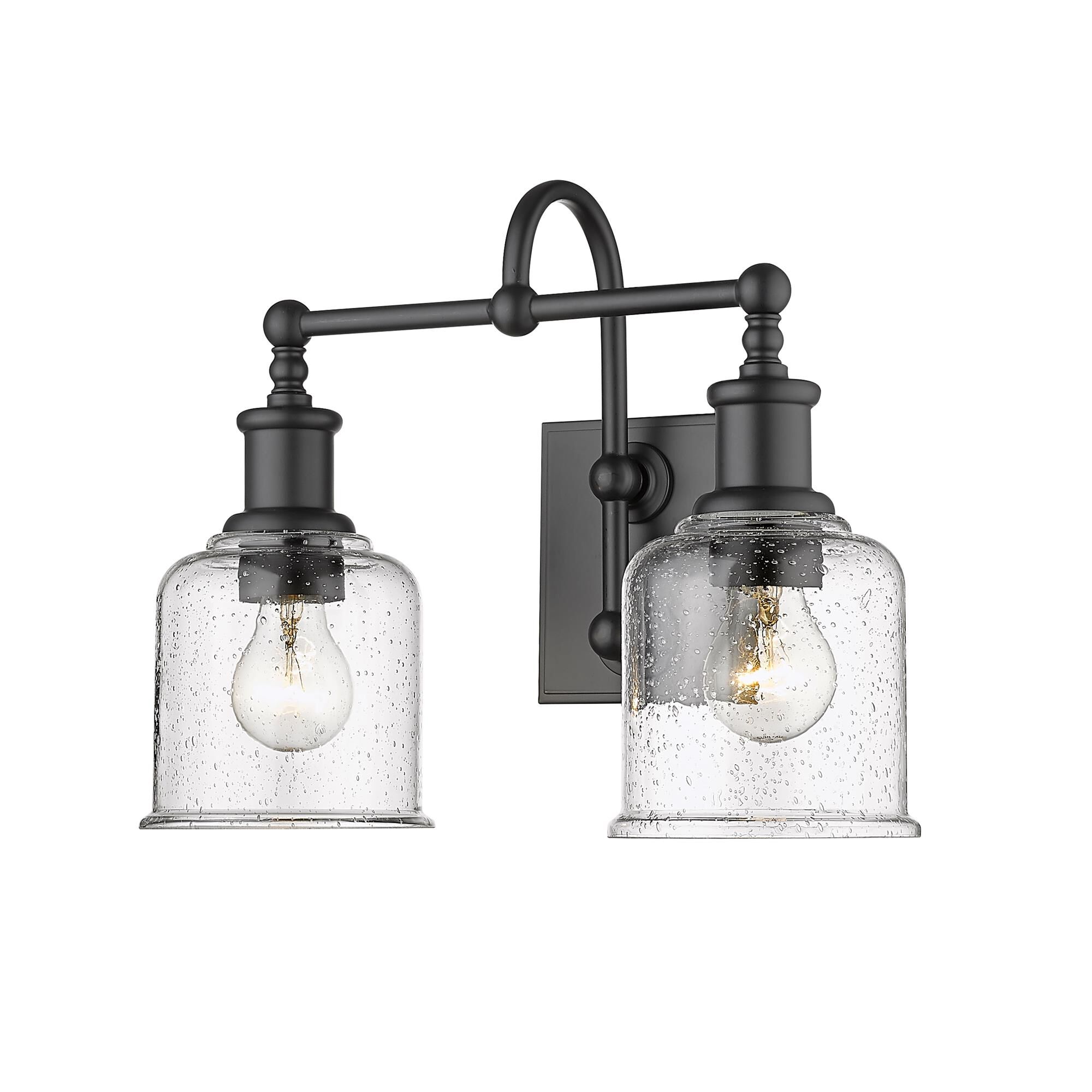 Shown in Matte Black finish and Glass shade