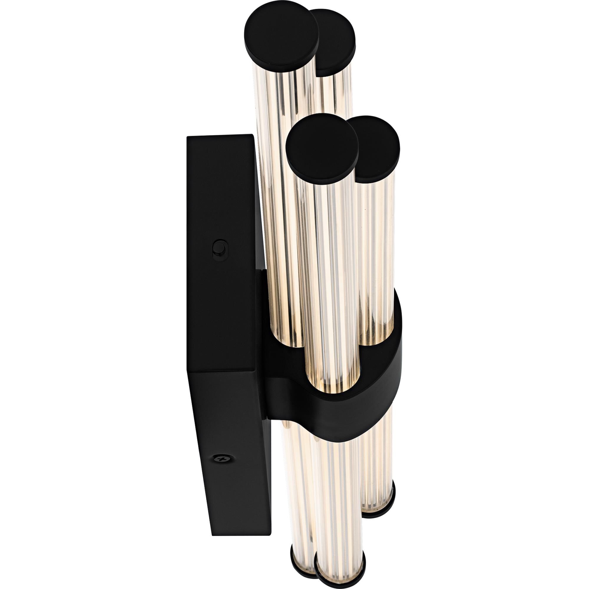 Shown in Matte Black finish and Clear Ribbed Acrylic shade