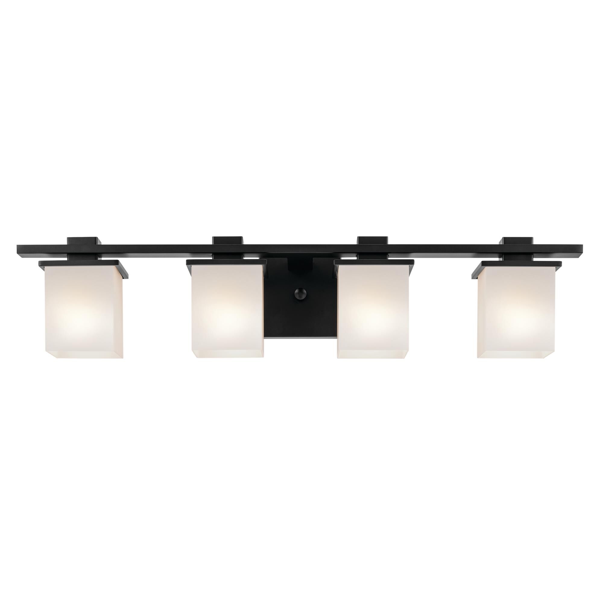 Shown in Black finish and Satin Etched Cased Opal glass