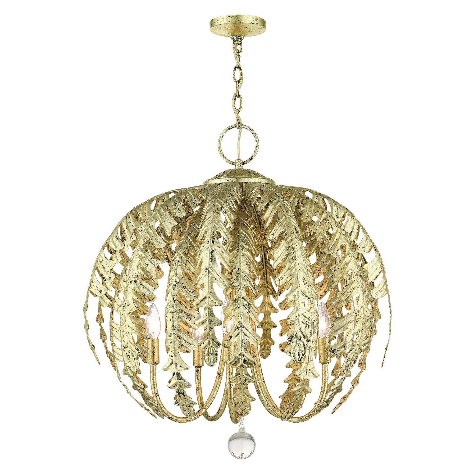 Shown in Winter Gold finish and Clear Crystal Ball glass and Winter Gold Metal shade
