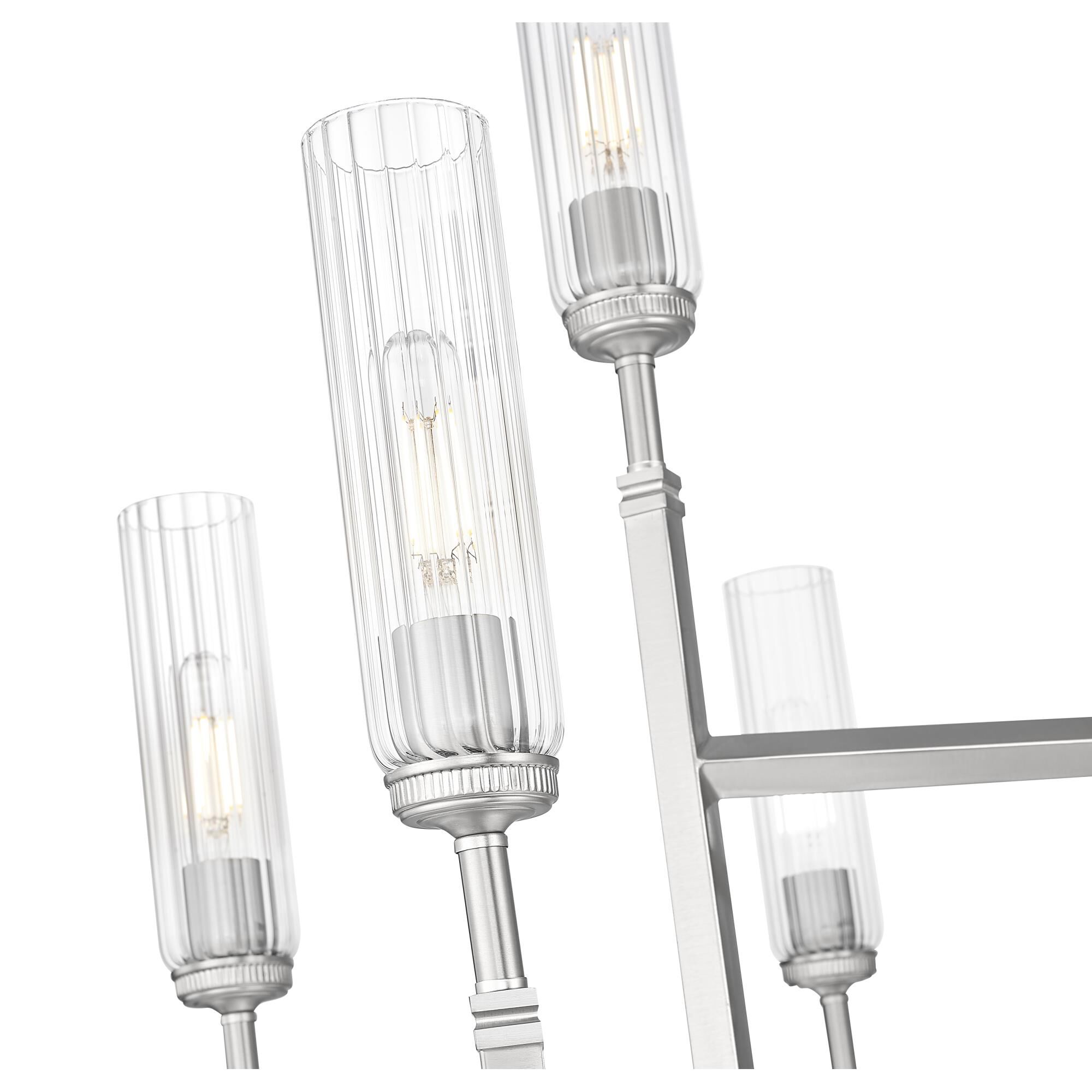 Shown in Brushed Nickel finish and Clear glass