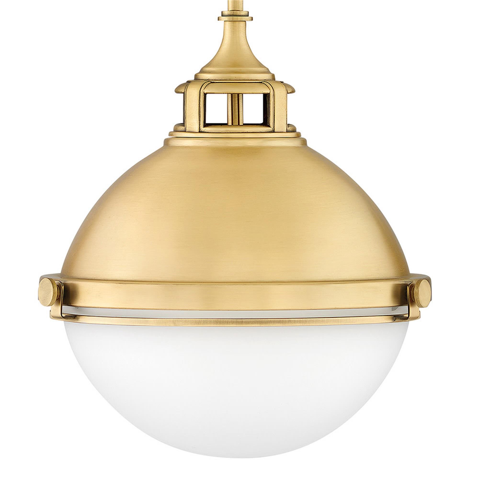 Shown in Satin Brass finish and Etched Opal glass