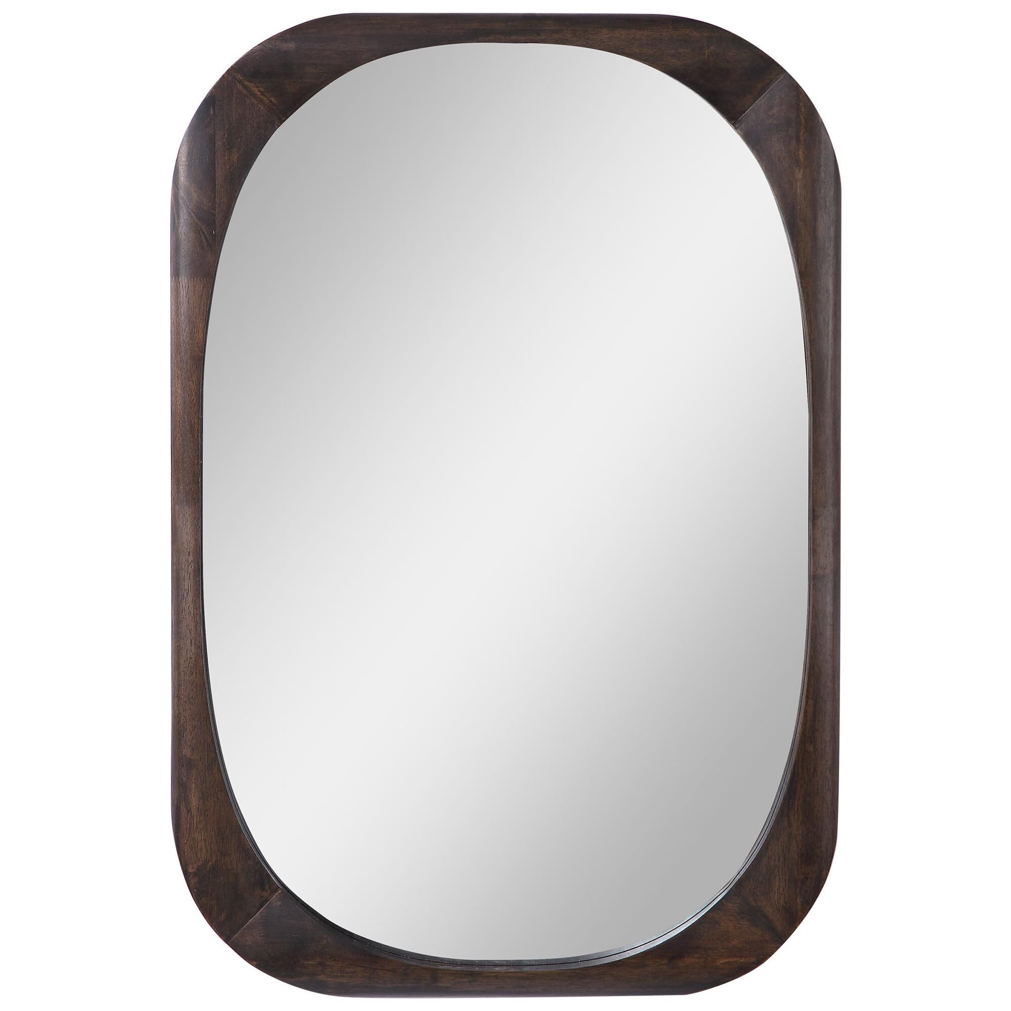 Shown in This Mirror Evokes A Mid-Century Style With Its Rounded Edges And Minimal, Modern Design. The Solid  finish