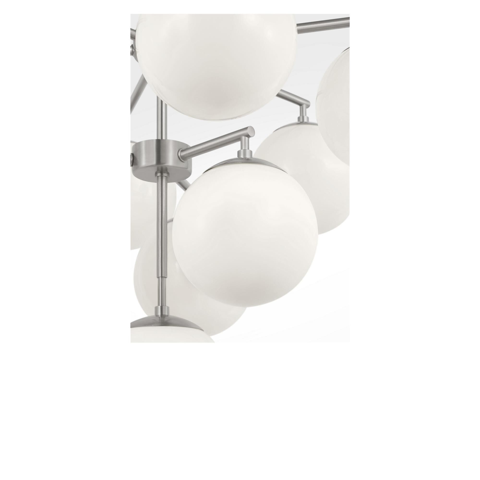 Shown in Brushed Nickel finish and Clear White glass