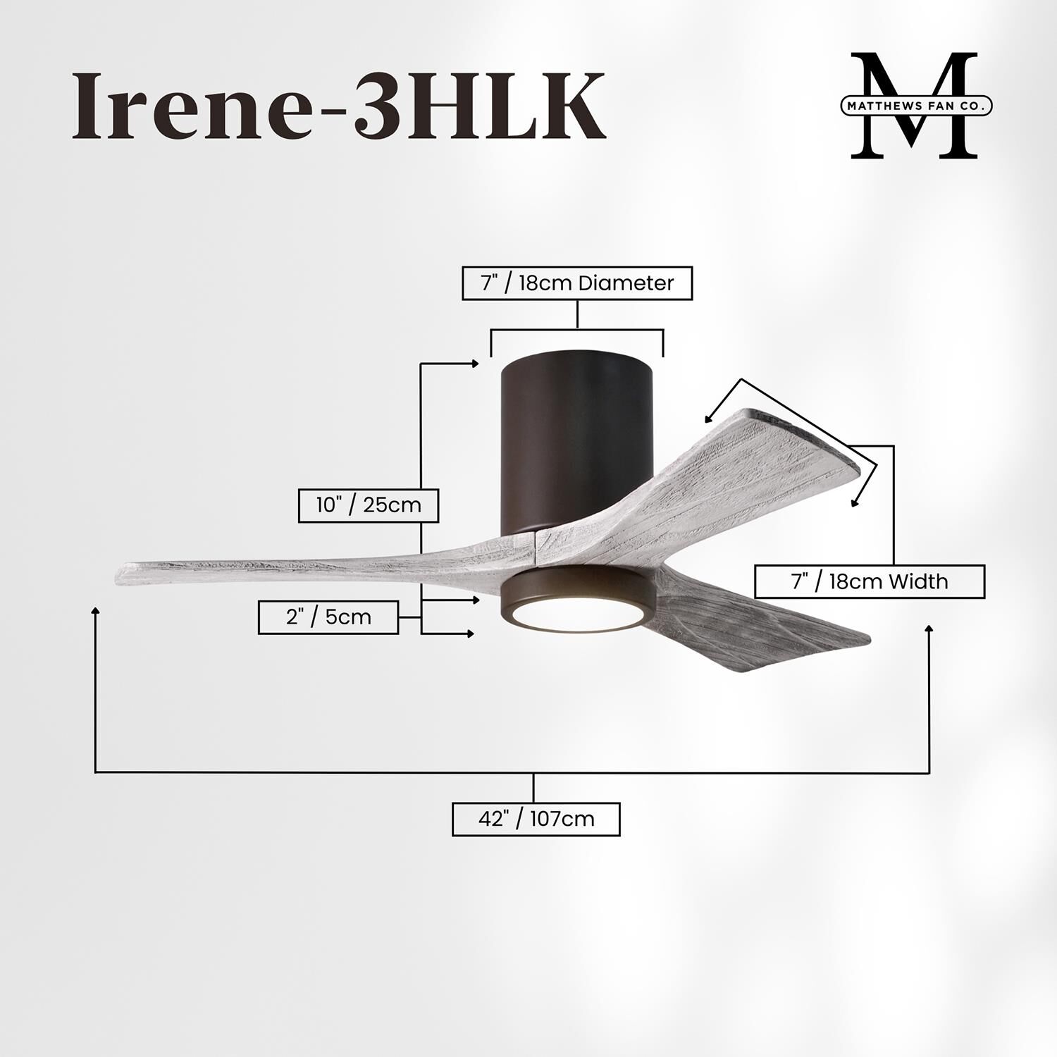 Irene 42 Inch Flush Mount Fan with Light Kit by Matthews Fan Company