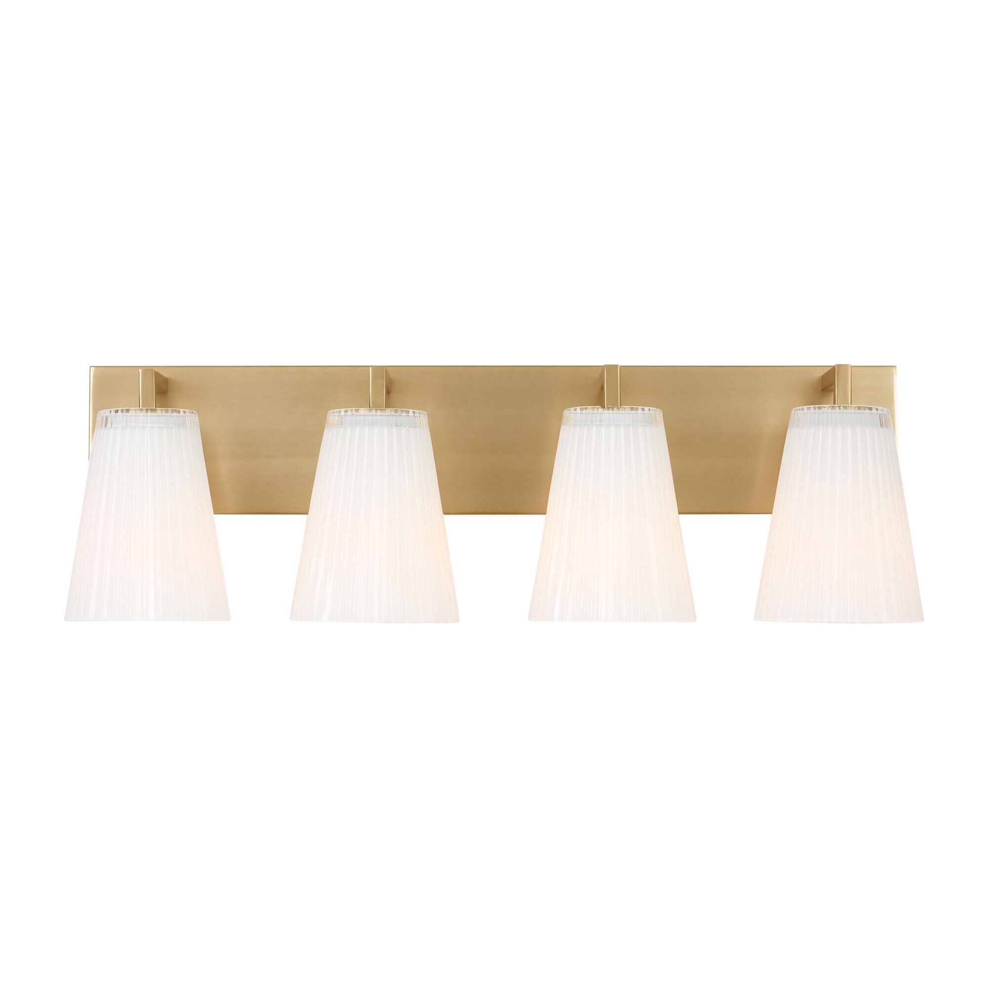 Shown in Satin Brass finish and Clear Fluted White Paint Inside glass