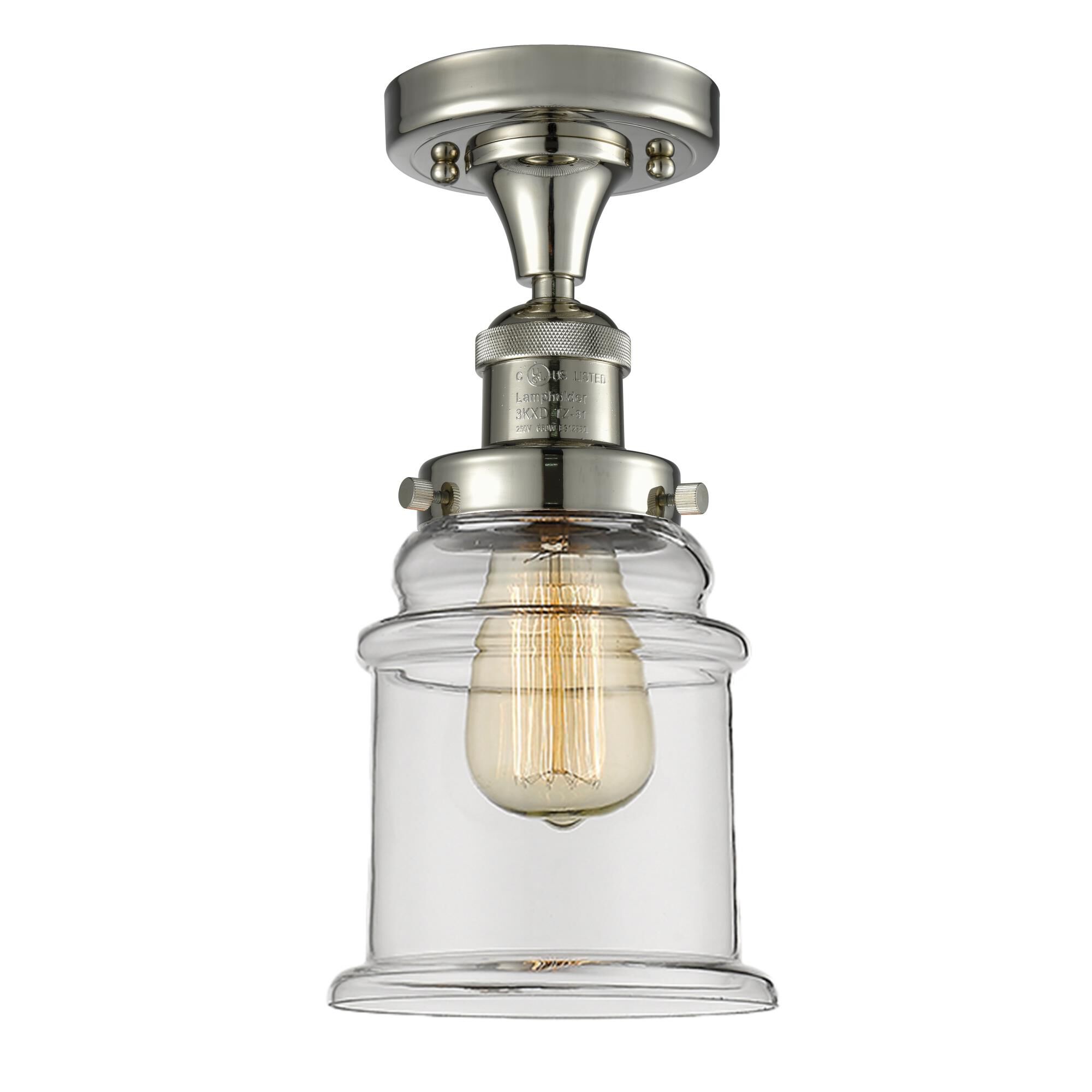 Shown in Polished Nickel finish and Clear glass