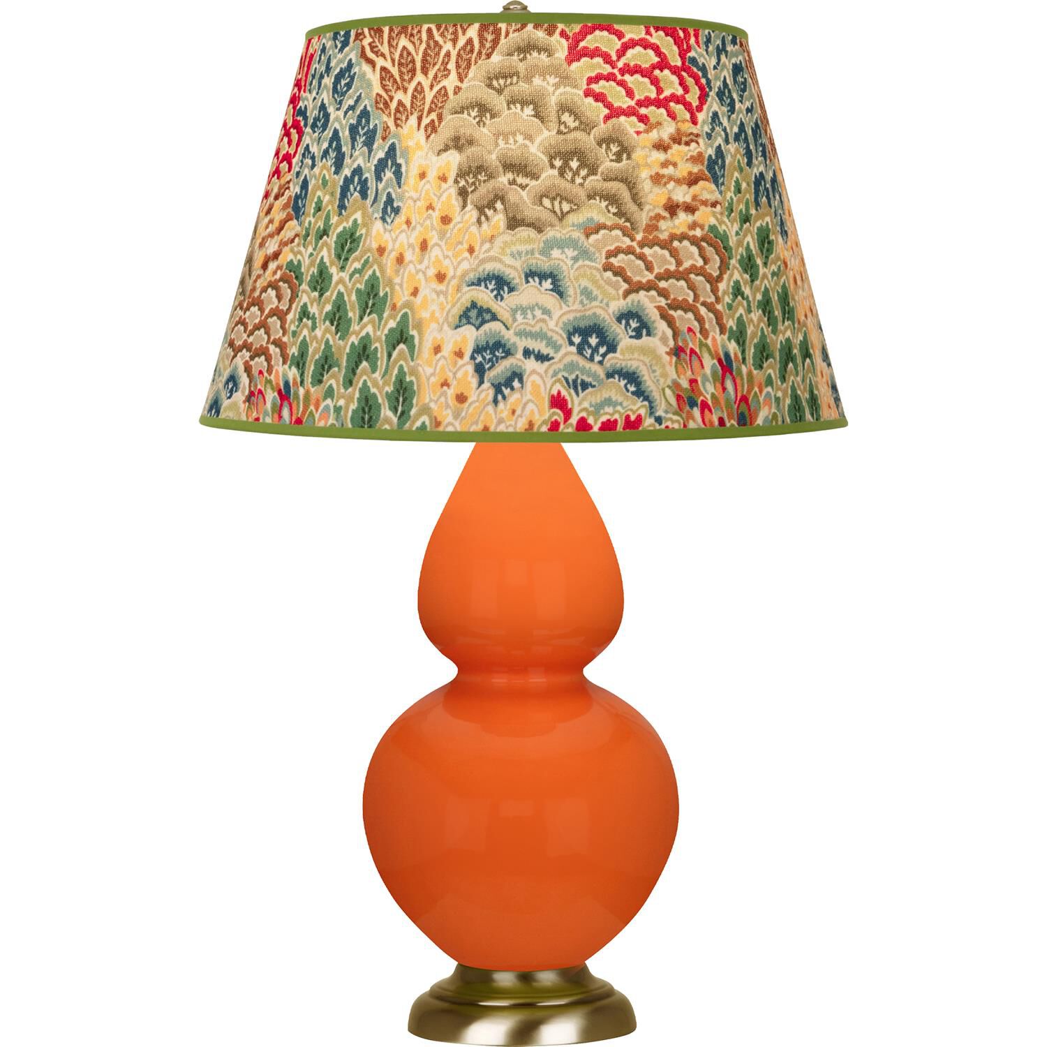 Shown in Pumpkin finish and Fall Floral shade and Antique Natural Brass accent