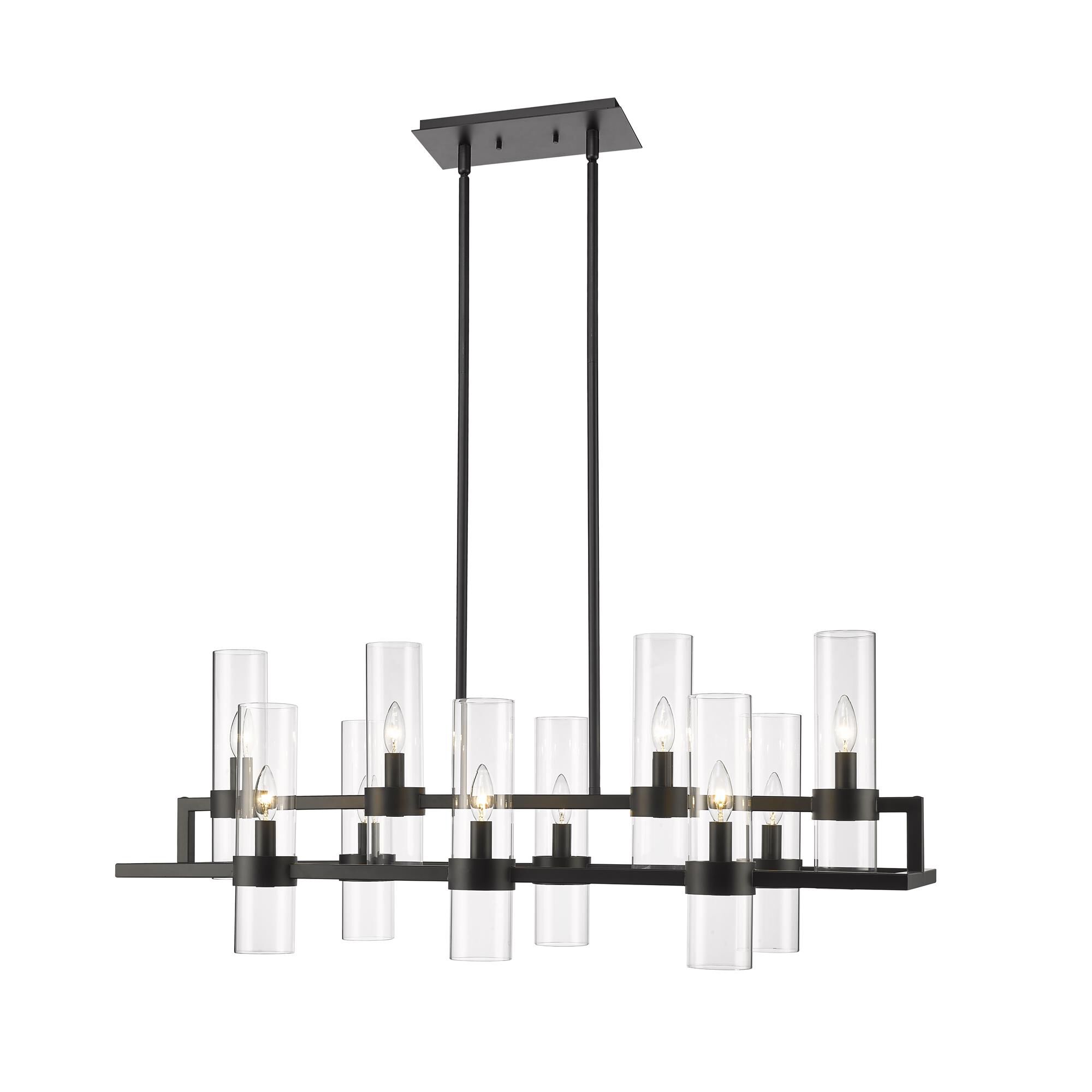 Shown in Matte Black finish and Glass shade