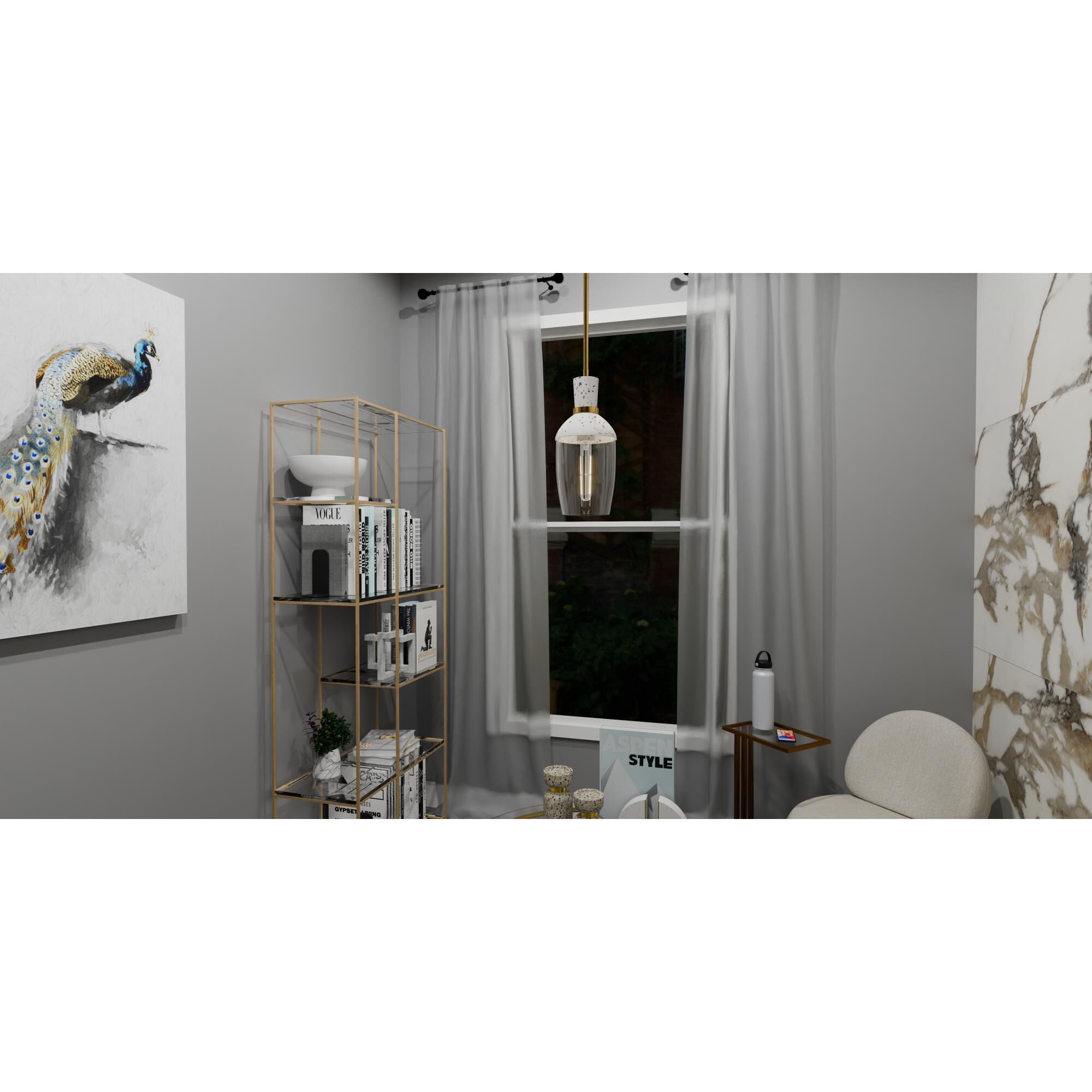 Shown in Aged Brass finish and Clear glass