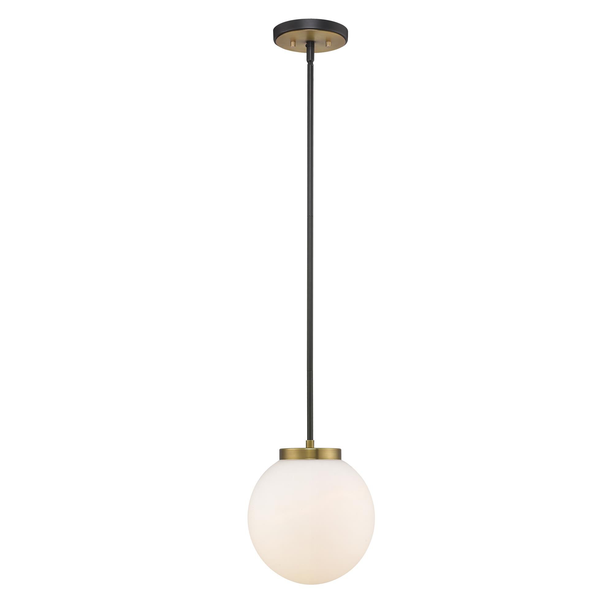 Shown in Matte Black + Olde Brass finish and Glass shade