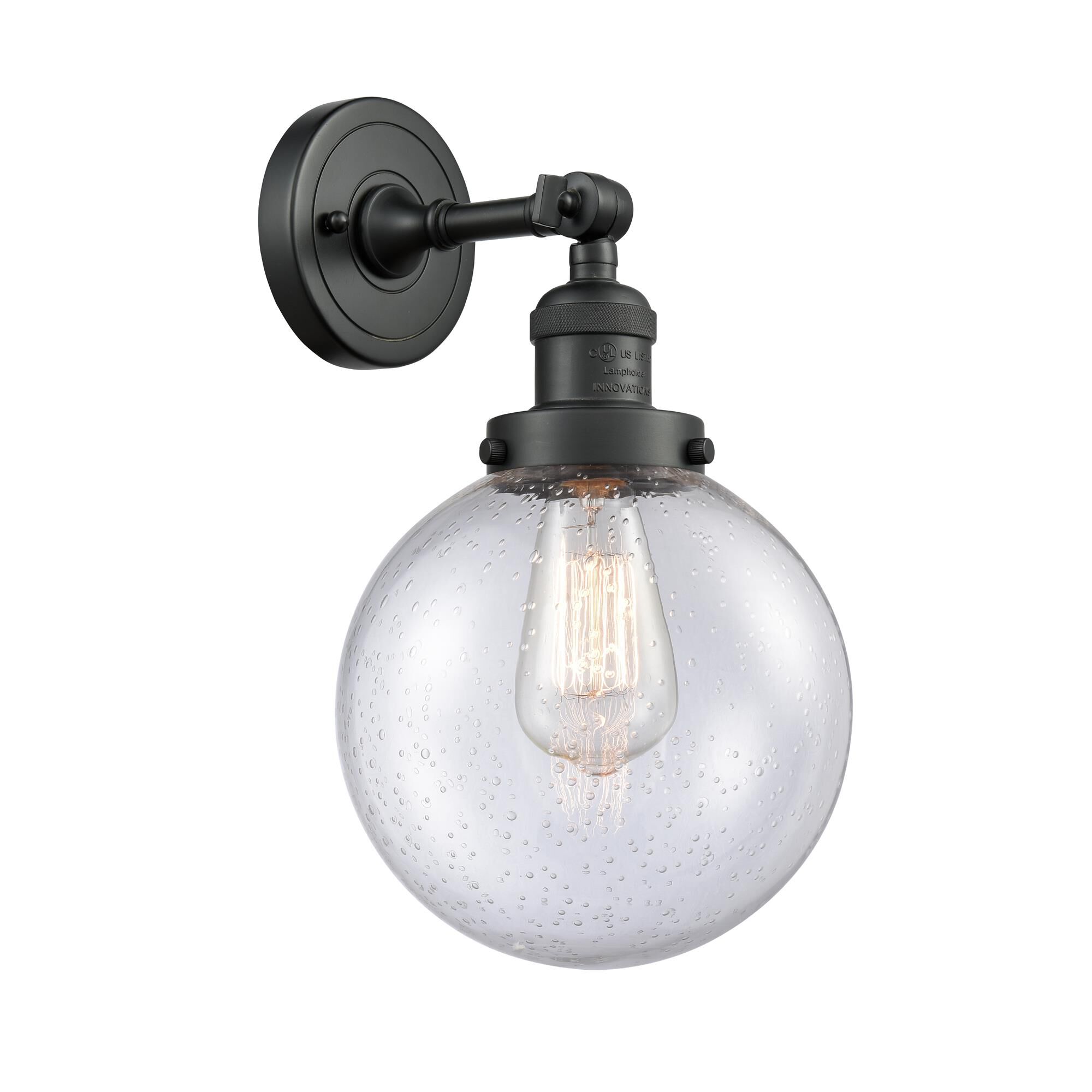 Shown in Matte Black finish and Seedy glass