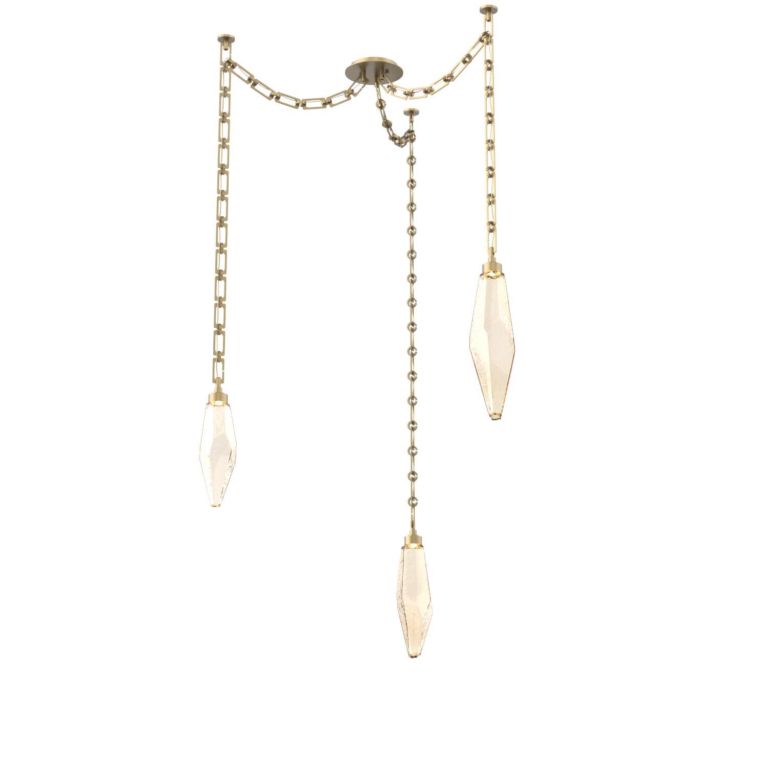 Shown in Gilded Brass finish and Amber glass