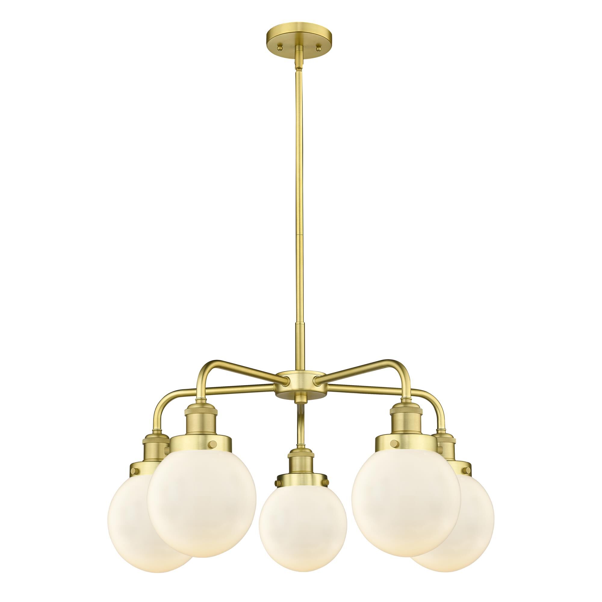 Shown in Satin Gold finish and Matte White glass