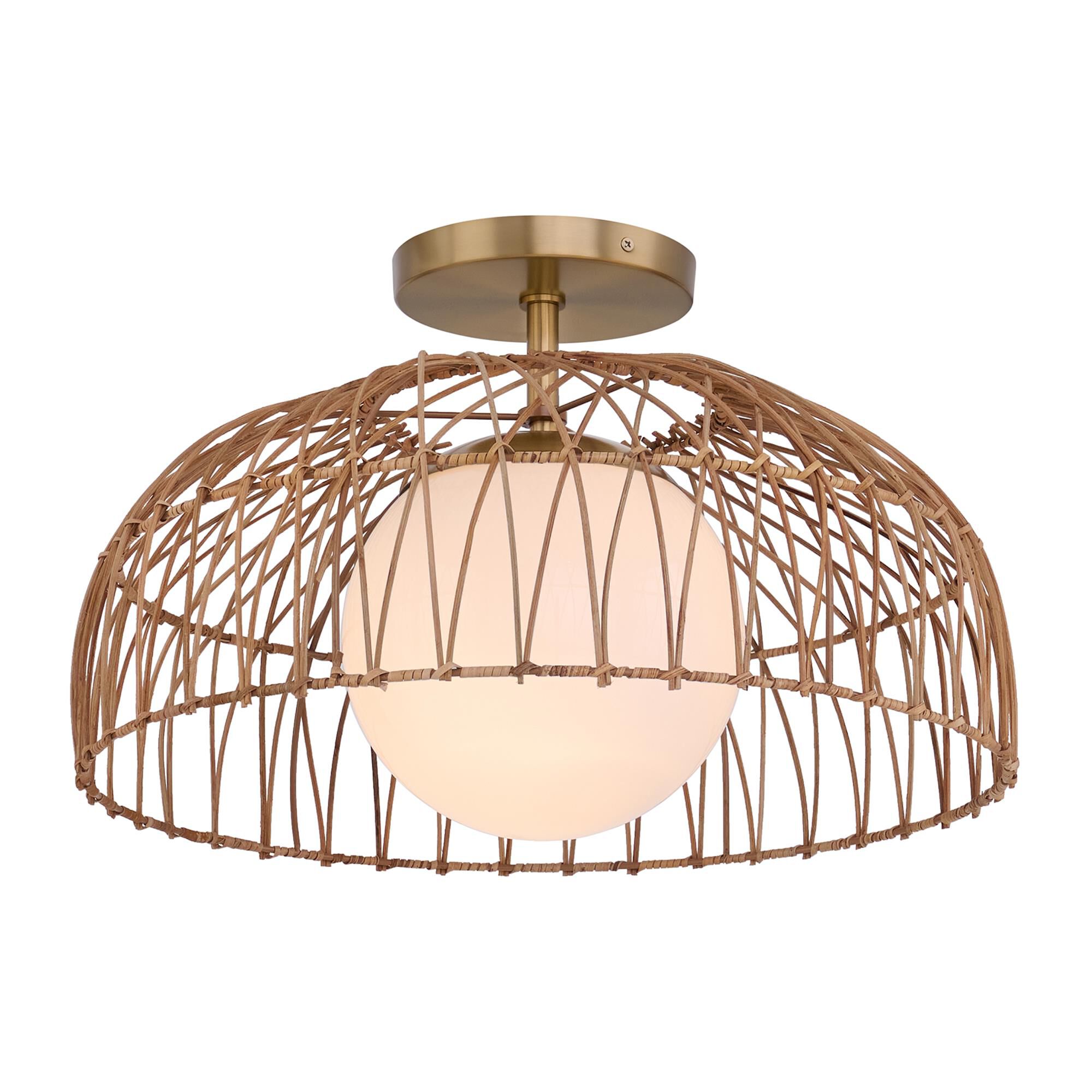 Shown in Natural Brass finish and White Etched glass